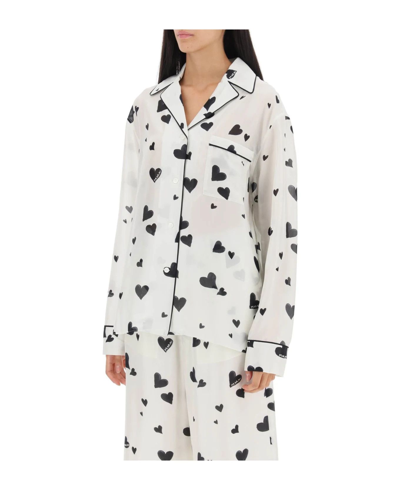 Marni o1y1125 Patterned Shirt in White/Black Size XS / US 0-2 / IT 36-38 - 4 Thumbnail