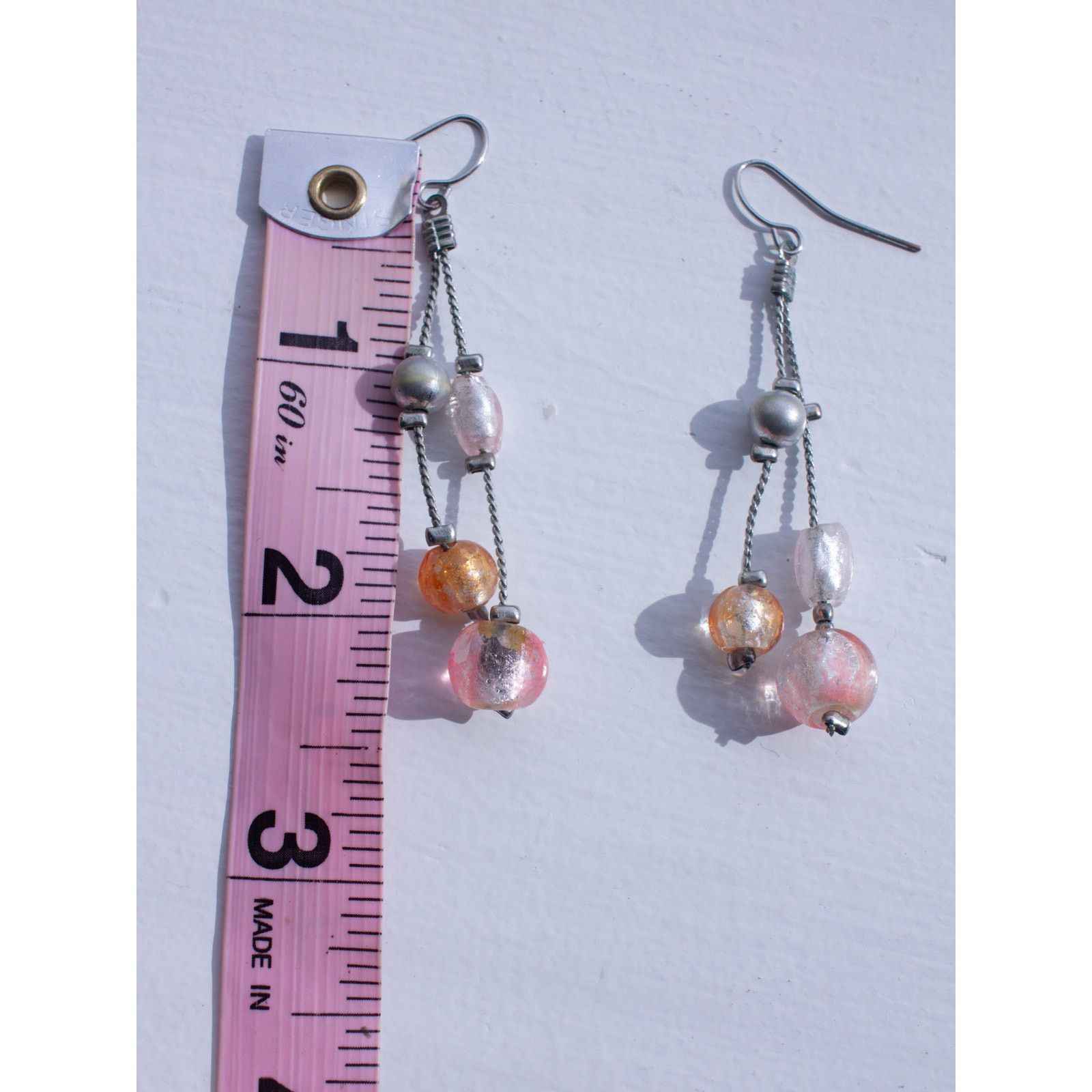 Vintage Pink and Orange Dangly Earrings Size ONE SIZE - 5 Thumbnail