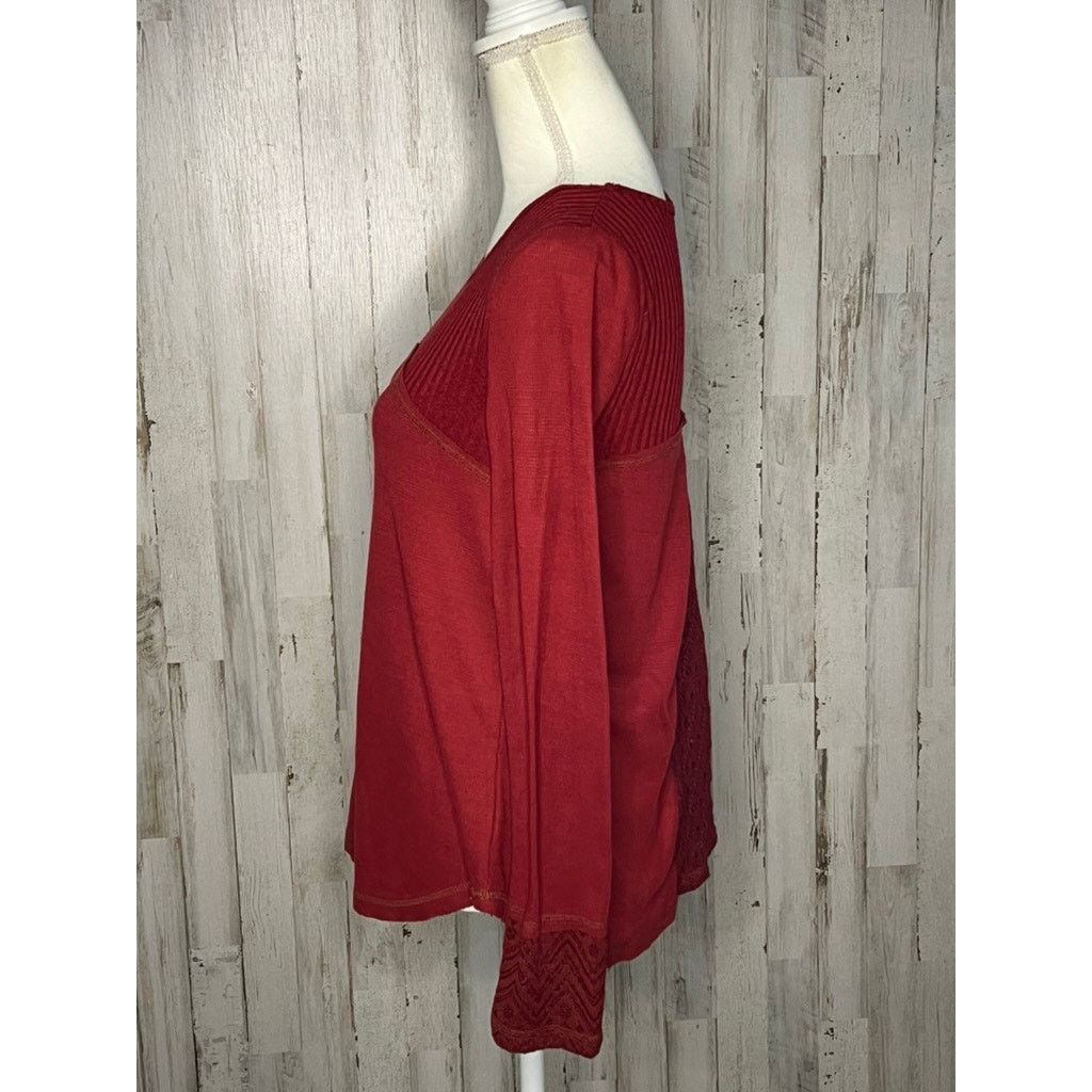 Miss Me Miss Me Women's Red Lace Tunic Top Size Small Long Sleeve Size S / US 4 / IT 40 - 5 Thumbnail