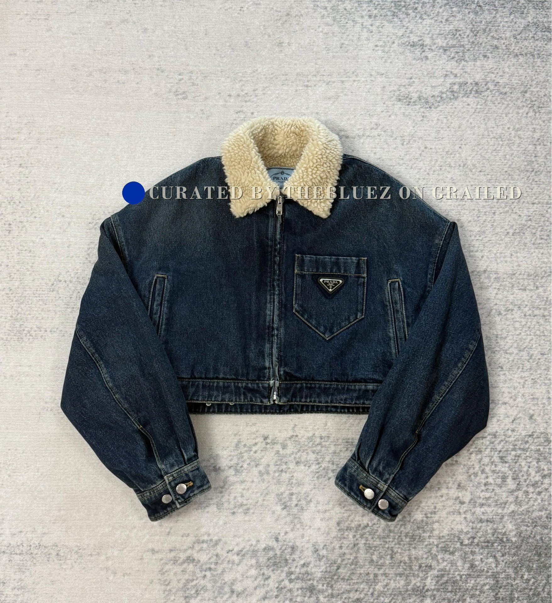 Prada Prada Blue Denim Shearling Triangle Jacket Size S / US 4 / IT 40 - 1 Thumbnail