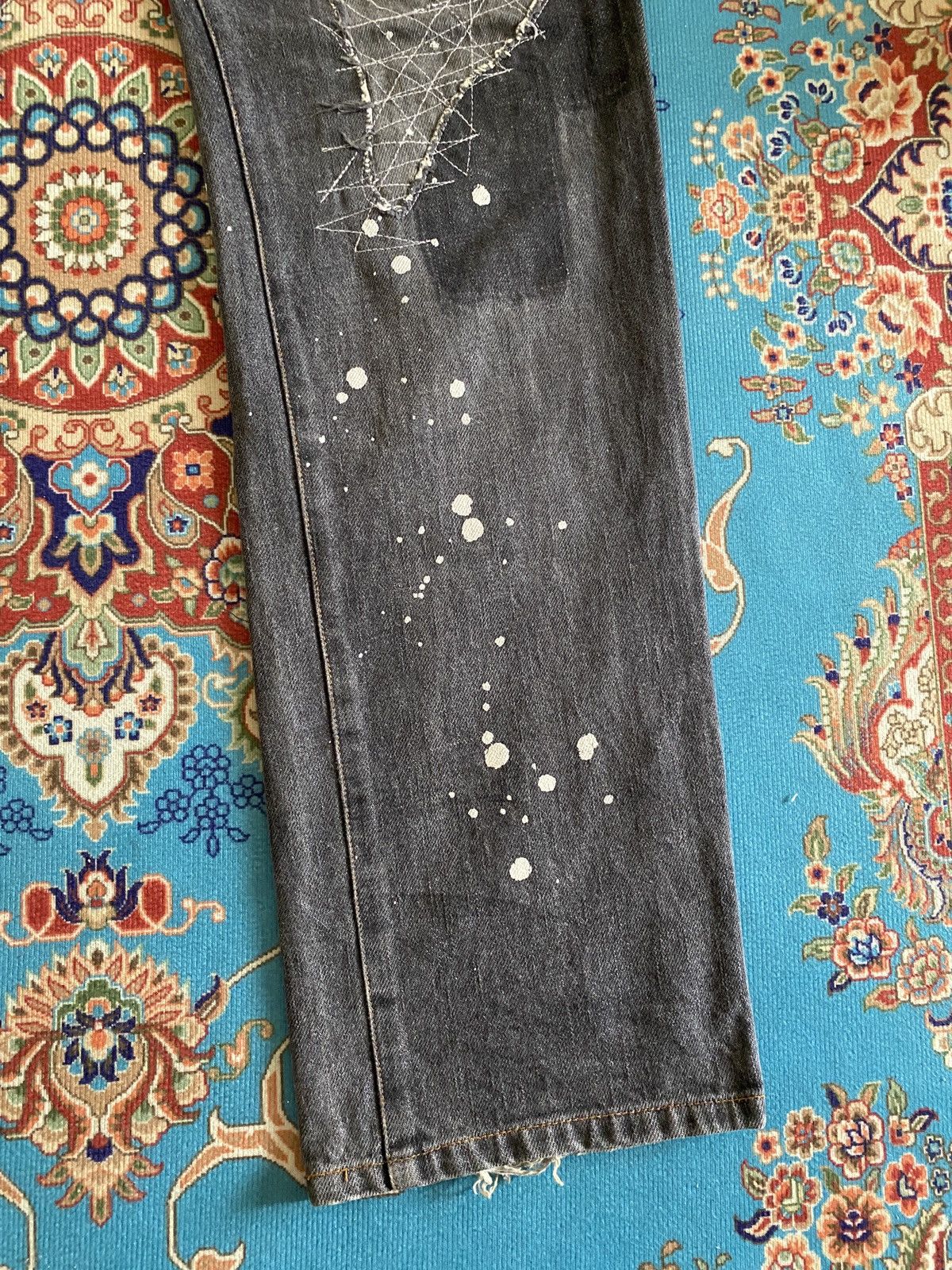 Japanese Brand Japanese Brand Distressed Splatter Patchwork Design Denim Size US 31 - 6 Thumbnail