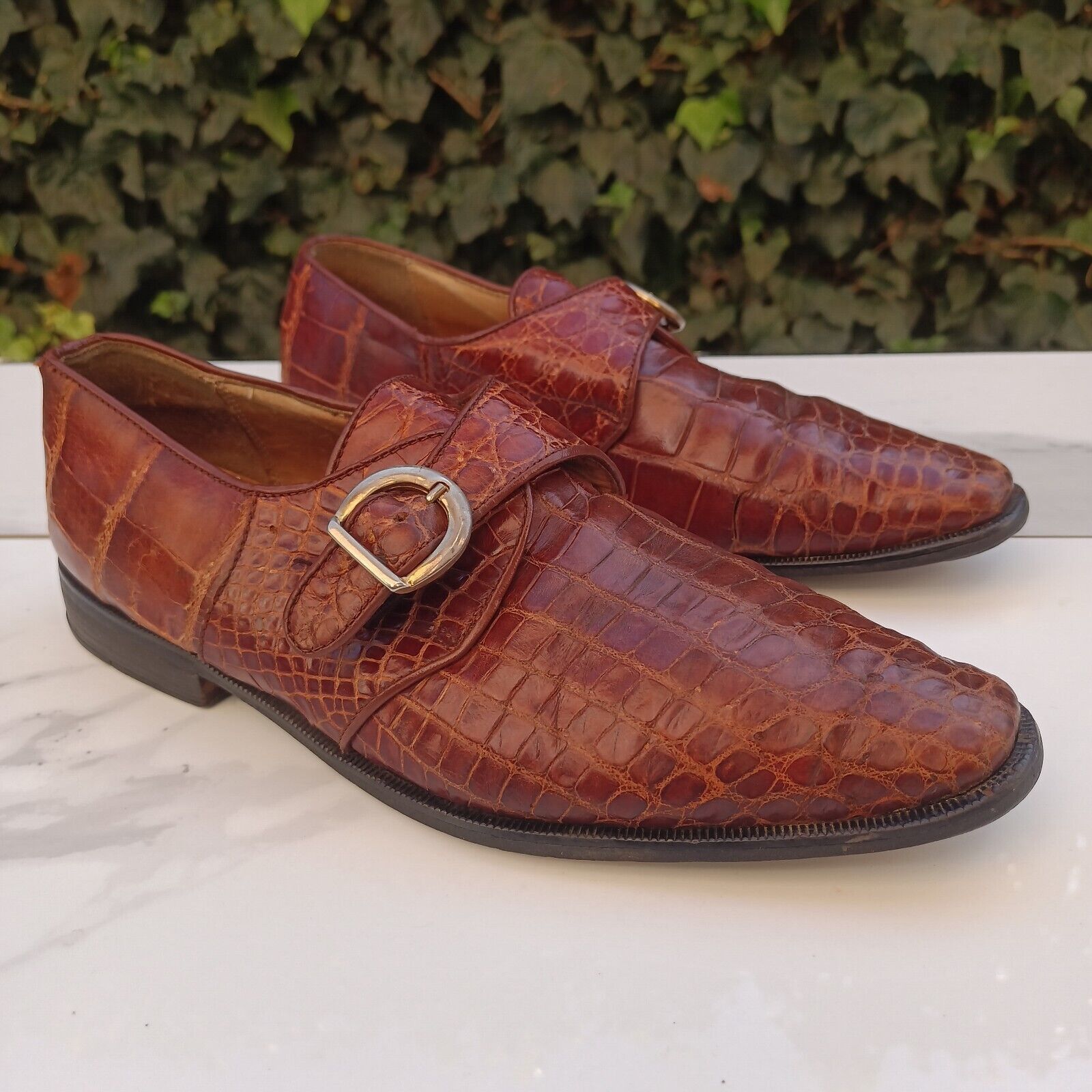 Vintage Michele Loisi EXOTIC FULL Alligator Monk Strap Dress Shoes