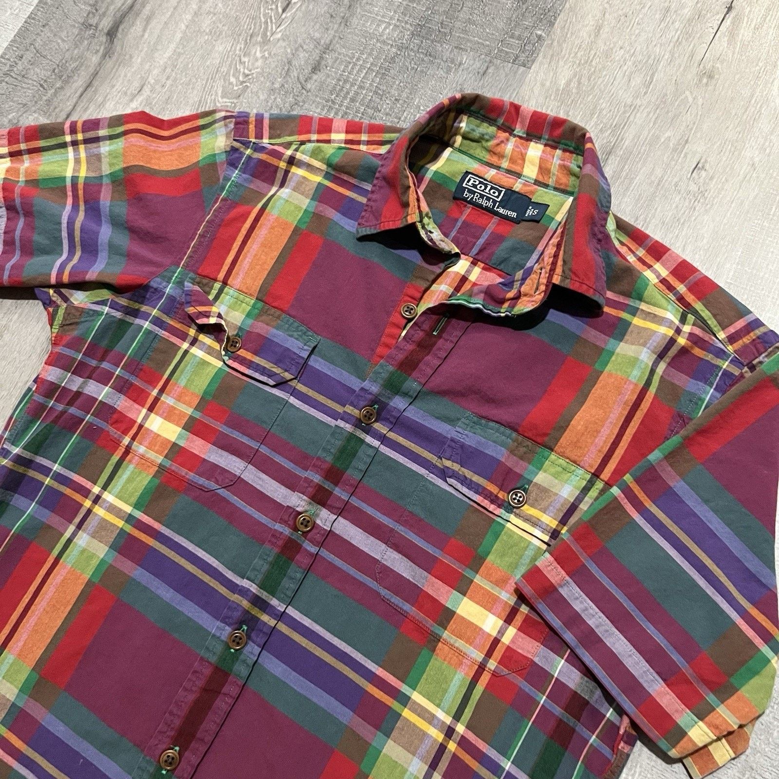 Polo Ralph Lauren VTG Polo Ralph Lauren SS Patchwork Plaid Button Shirt Size S Size US S / EU 44-46 / 1 - 3 Thumbnail
