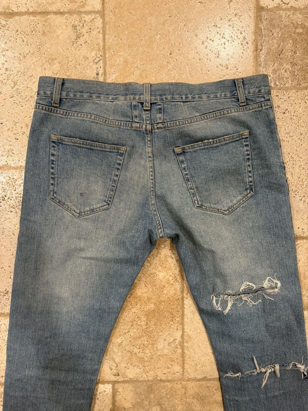 Saint Laurent Paris Saint Laurent x Hedi FW14 Knee Cut Slit Blue Wash D02 Denim Size US 34 / EU 50 - 11 Thumbnail