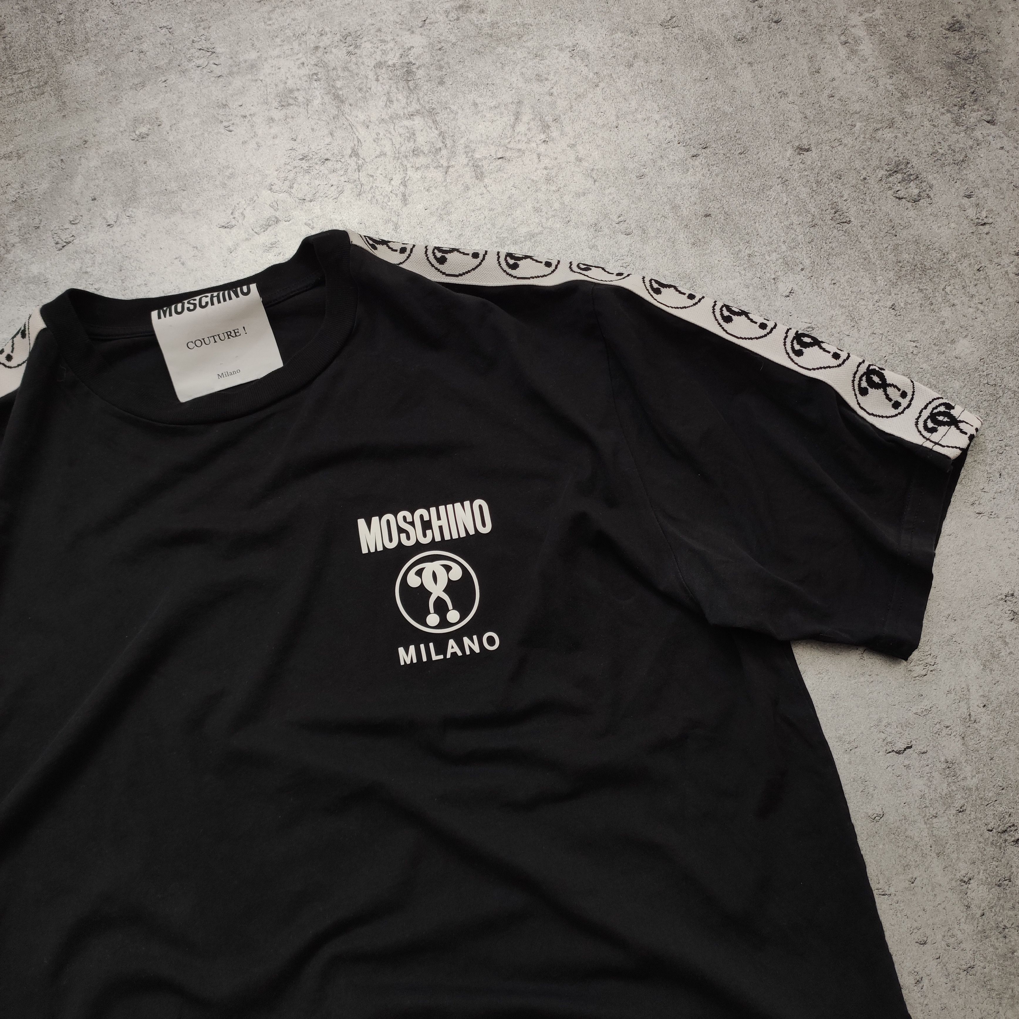 Moschino Moschino Milano Couture Classic Black Logo Tape Tshirt Size US L / EU 52-54 / 3 - 3 Thumbnail