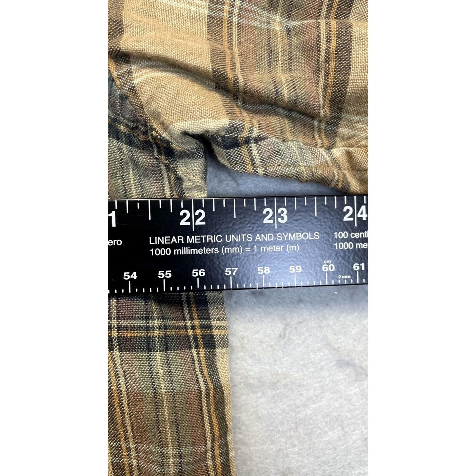 Ralph Lauren Lauren Ralph Lauren Womens 16 Tan Plaid 100% Linen Shirt Button Front Collared Size XXL / US 16-18 / IT 52-54 - 4 Thumbnail