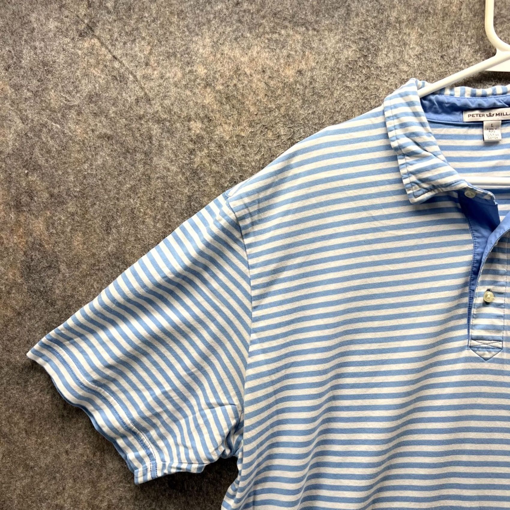 Peter Millar VINTAGE Peter Millar Shirt Mens L Blue Polo Pocket Striped Casual Preppy Pima Cotton Golf Size US L / EU 52-54 / 3 - 3 Thumbnail