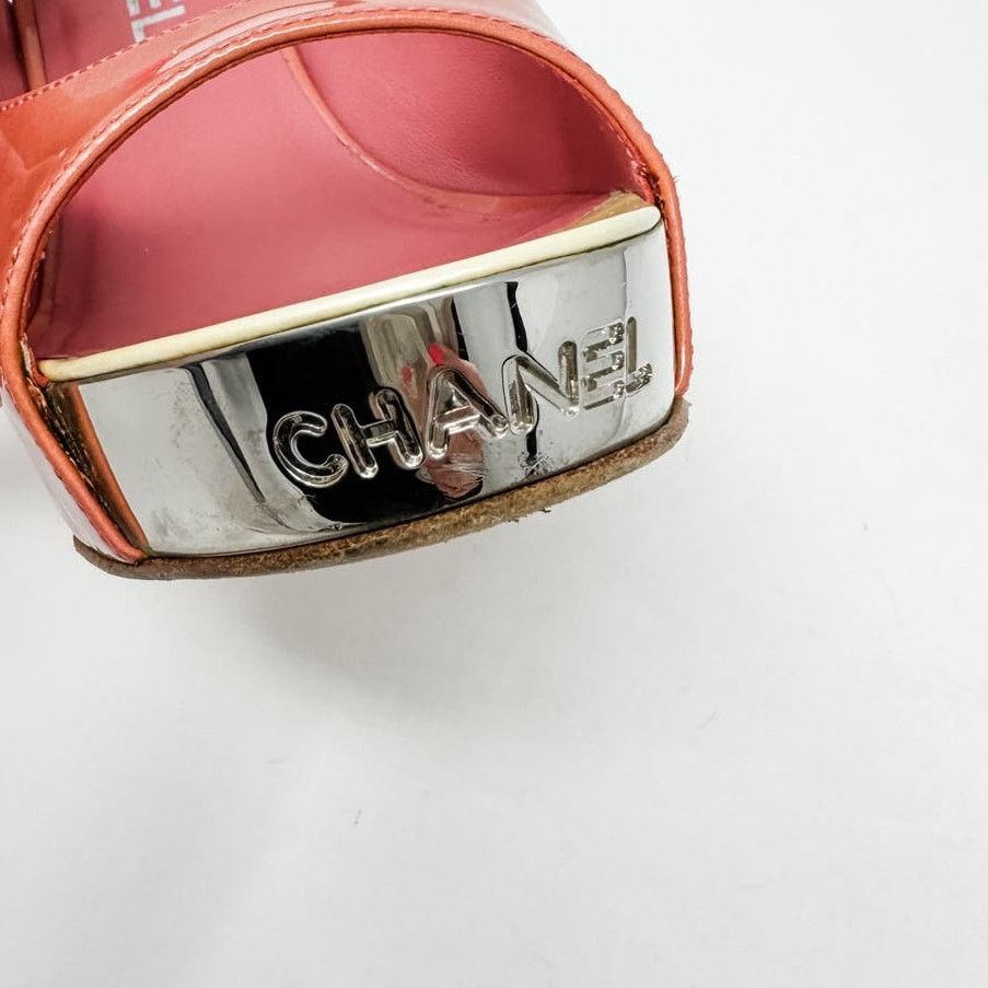 Chanel Chanel Pink Patent Platform Block Heel Sling Backs size 37.5 Size US 7.5 / IT 37.5 - 14 Thumbnail
