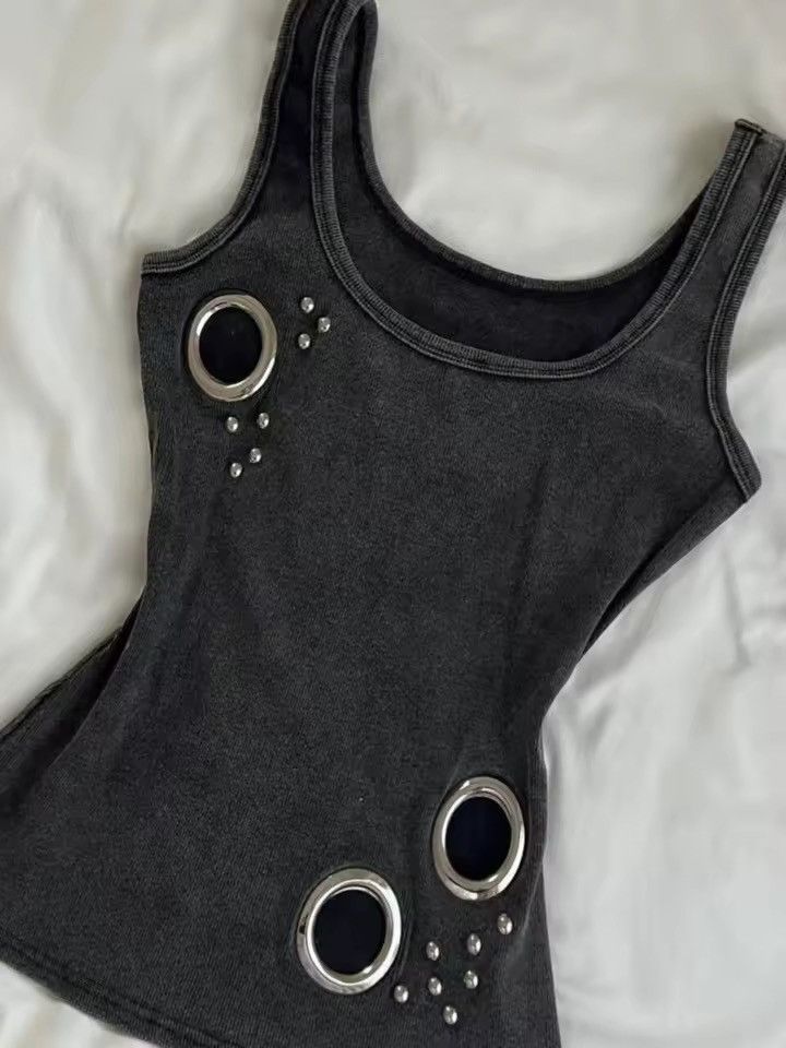 Vintage Y2K punk gothic washed black tank top t shirt Size M / US 6-8 / IT 42-44 - 2 Thumbnail