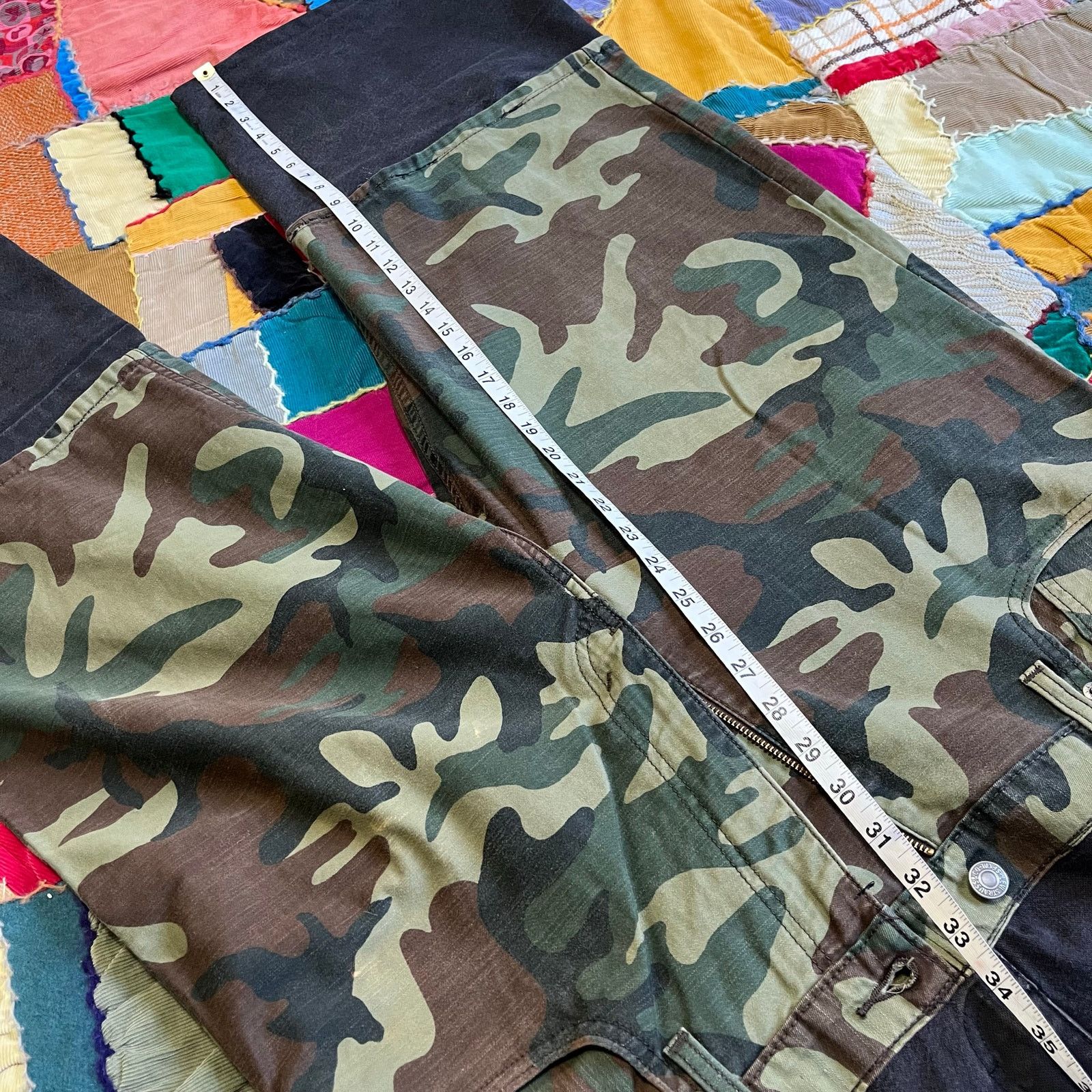 Other Upcycled False Sagging Black With Camo Baggy Work Pant 32x32 Size US 32 / EU 48 - 7 Thumbnail
