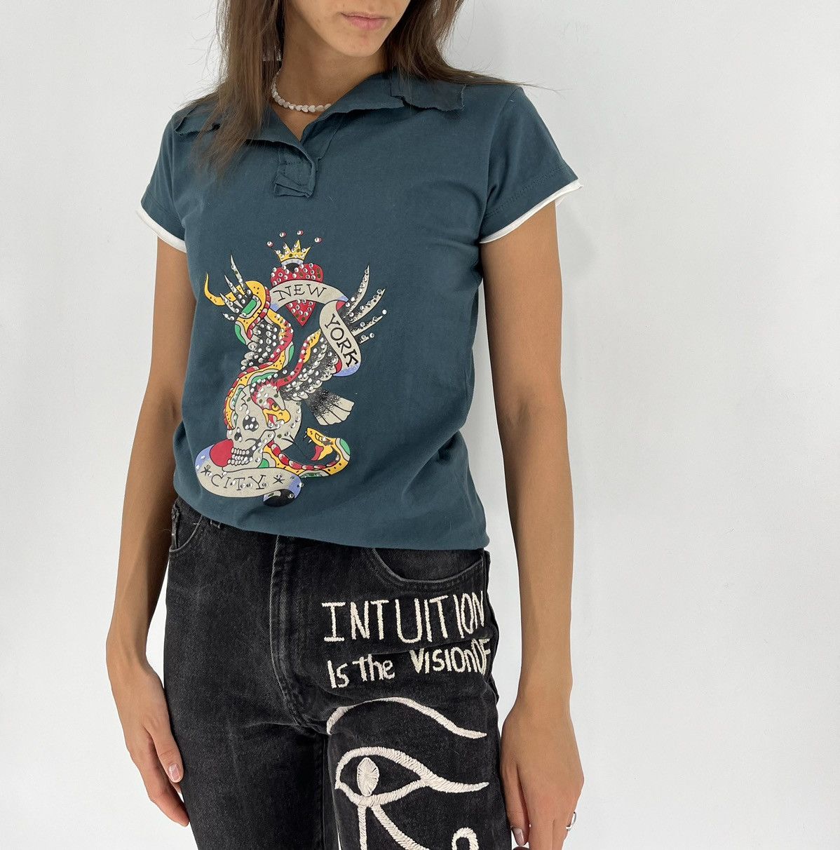 Other Vintage Ed Hardy By Christian Audigier Polo Tee Size L / US 10 / IT 46 - 4 Thumbnail