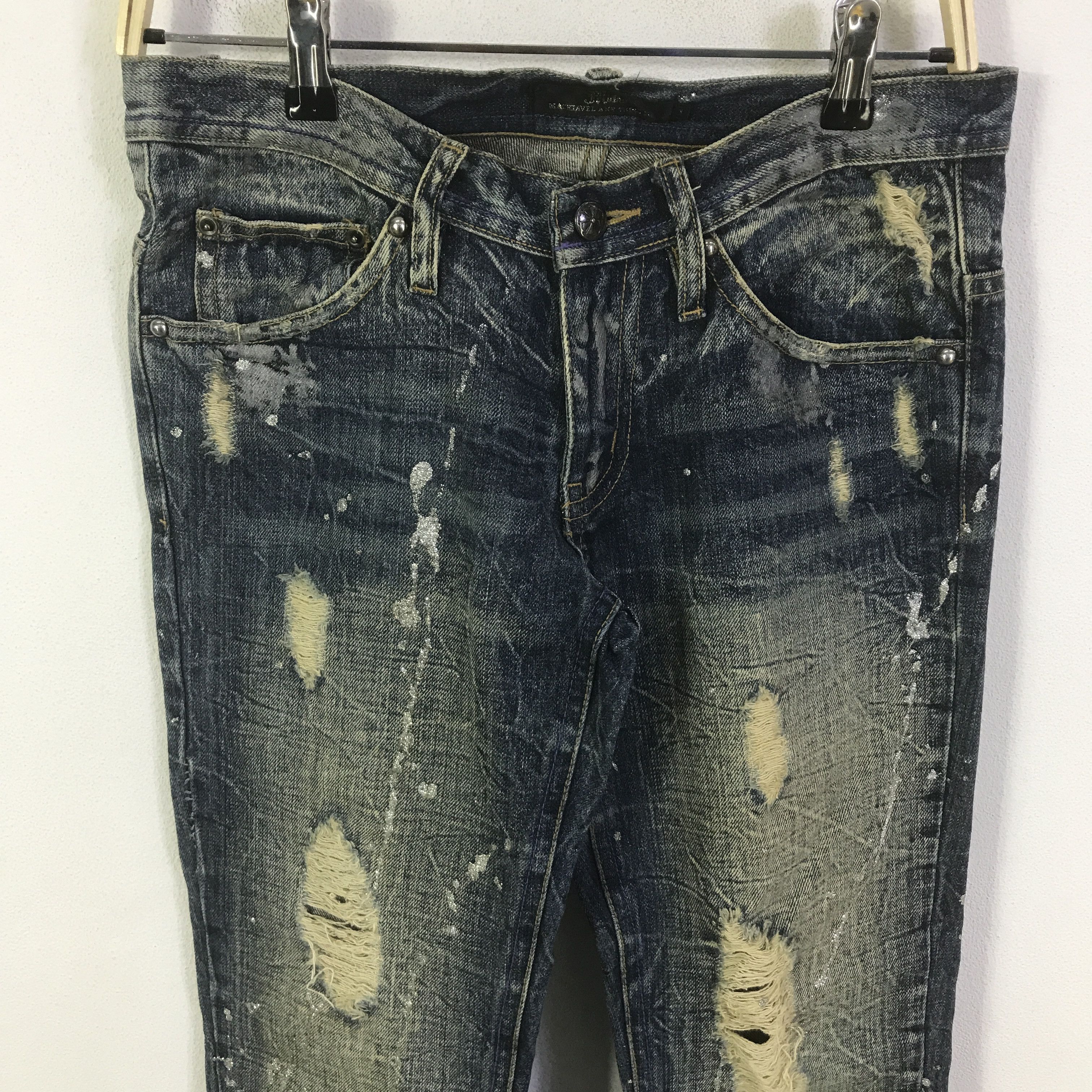 Japanese Brand flare midas Japan distressed bootcut denim jeans pants Size US 29 - 2 Thumbnail