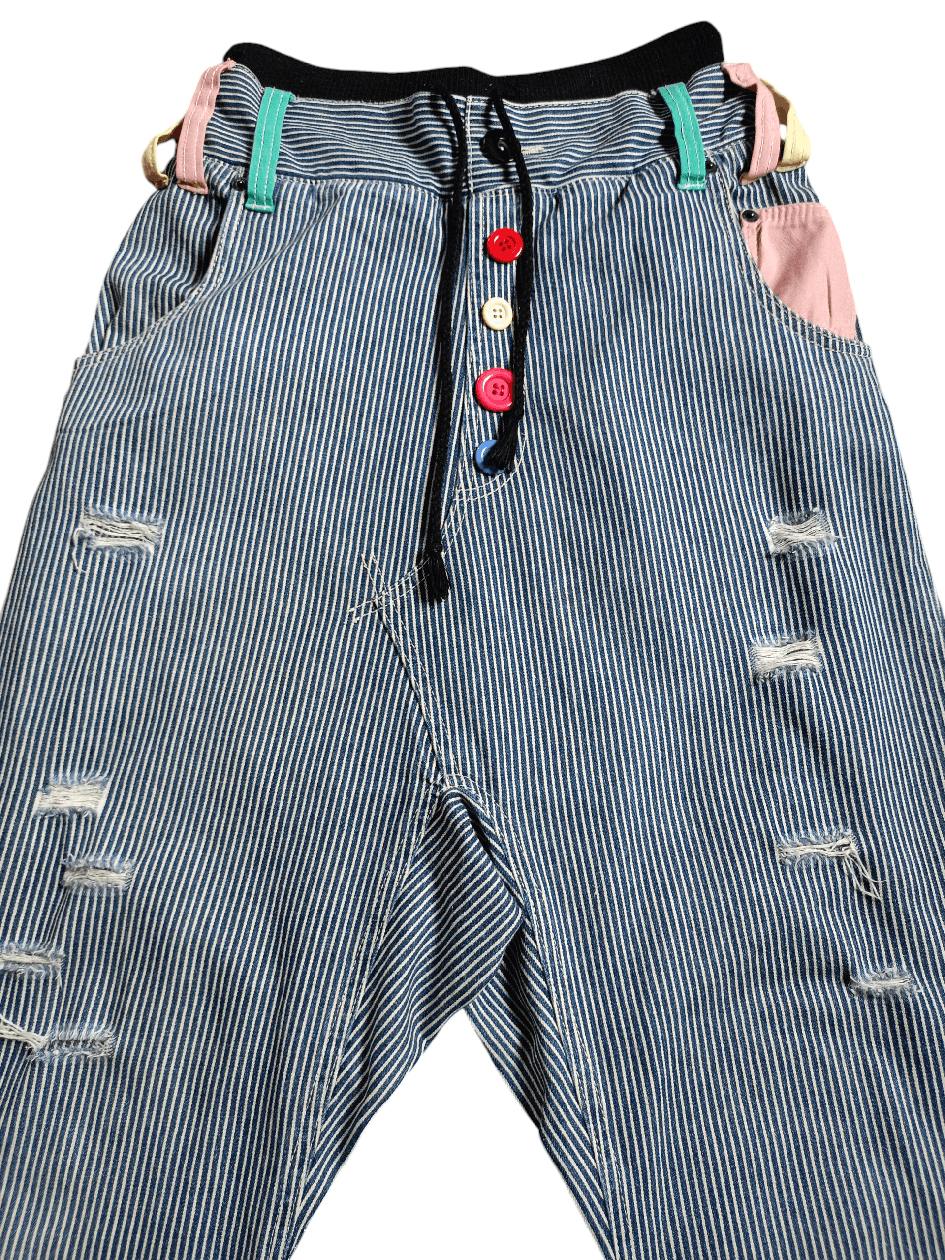 Japanese Brand 2000s HCMII DOBLE WAIST HIKORY DISTRESSED SHORTS PANTS Size 28" / US 6 / IT 42 - 2 Thumbnail