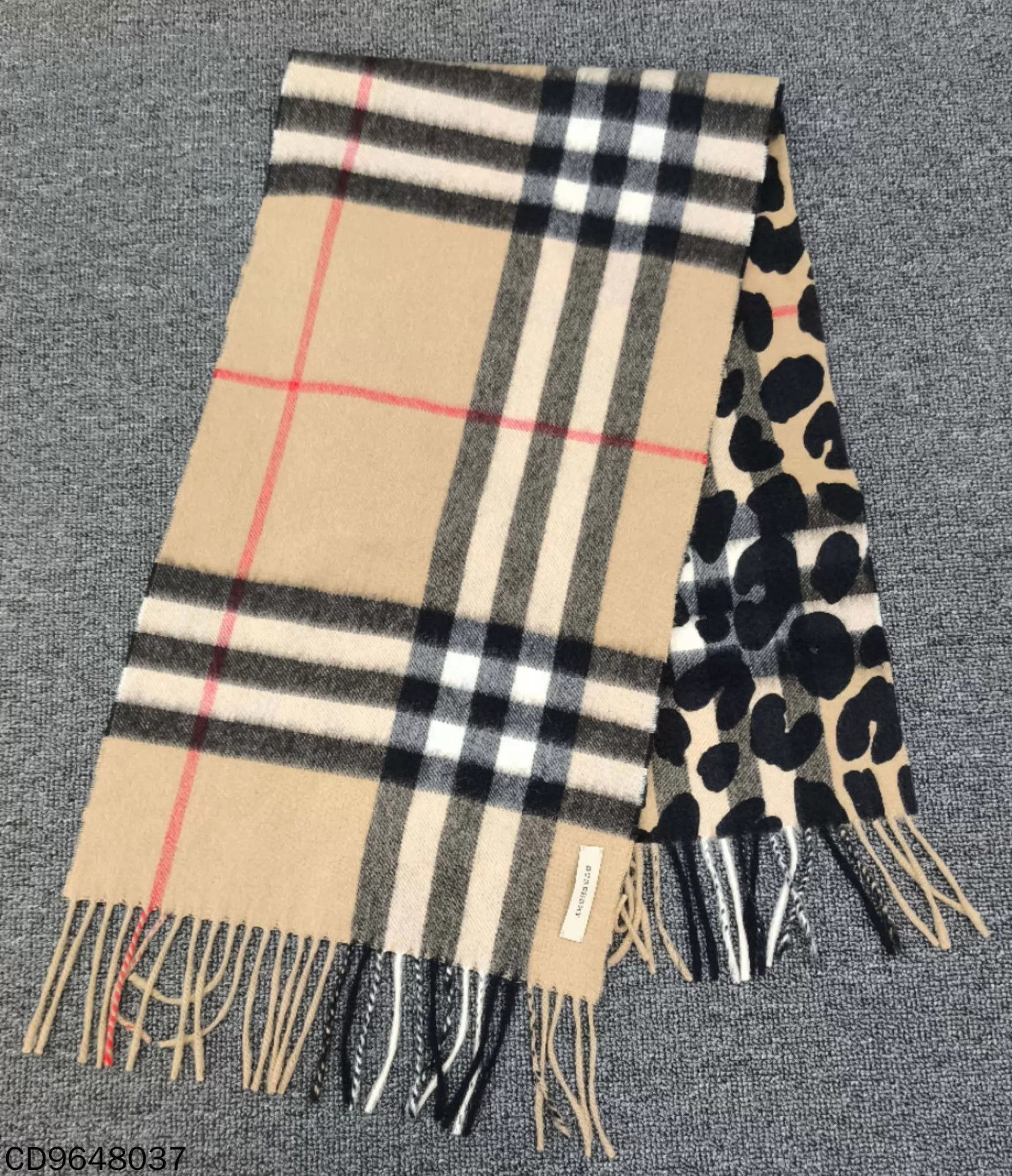 Burberry Burberry Check Leopard Double Cashmere Scarf Brown Size ONE SIZE - 1 Thumbnail