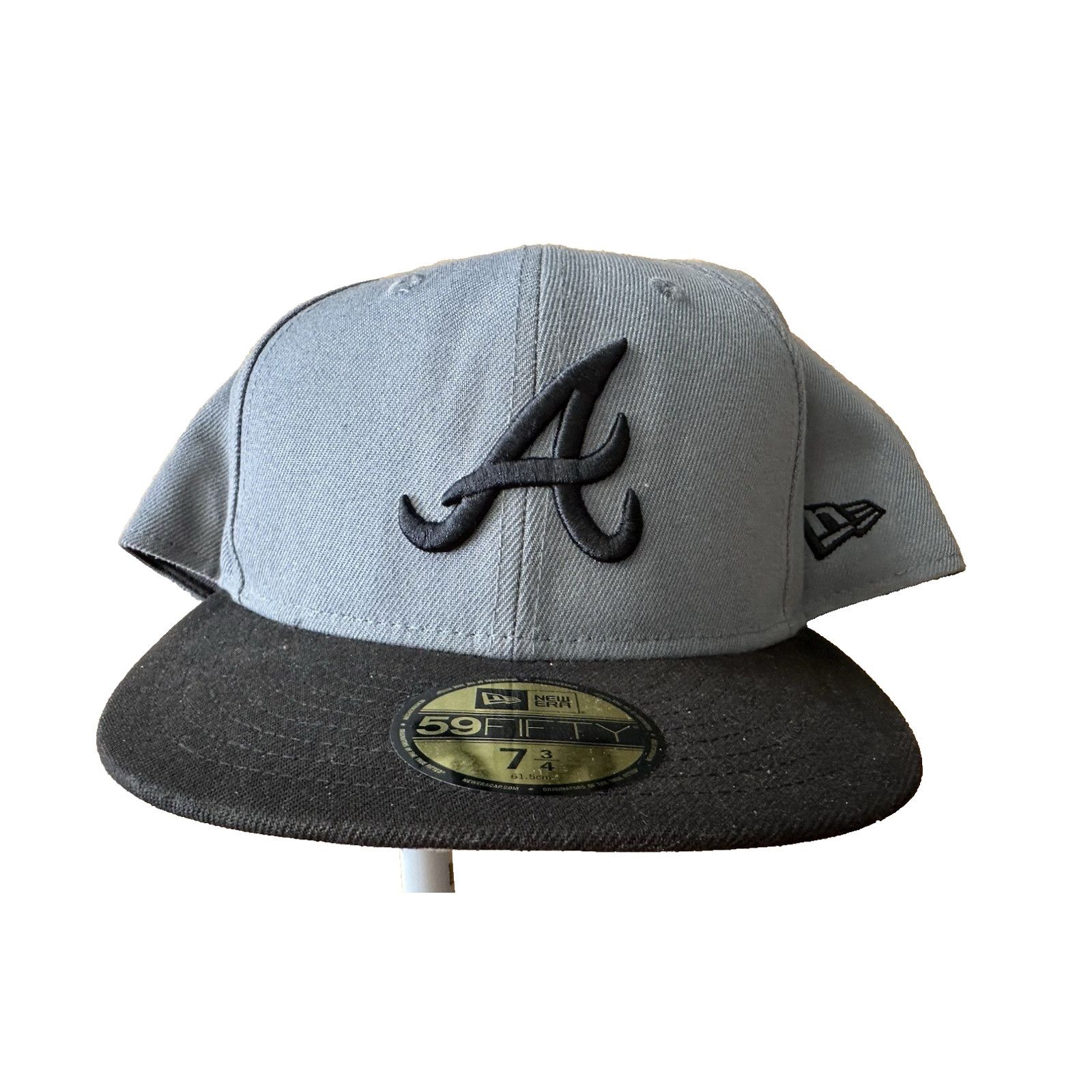 New Era Atlanta Braves New Era 59Fifty Gray/Black Cap/Hat 7 3/4 Size ONE SIZE - 1 Thumbnail