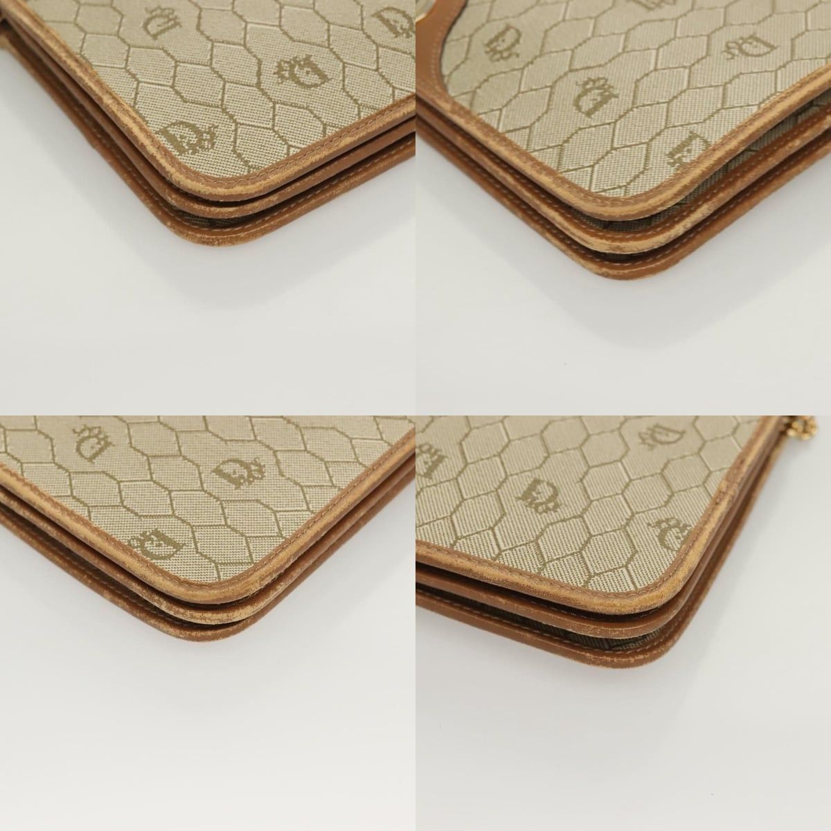 Dior DIOR Honeycomb Canvas Chain Shoulder Bag Pvc Beige Gold Size ONE SIZE - 10 Thumbnail