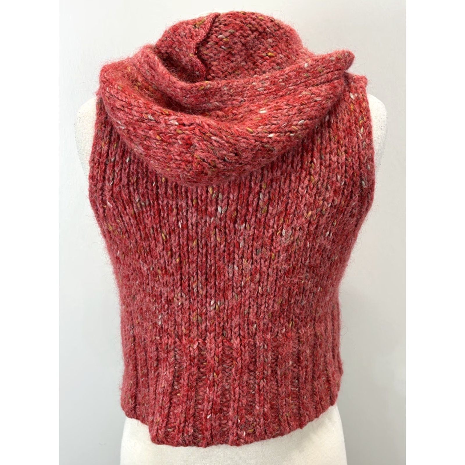 Zara VINTAGE Zara Knit Sweater Vest Hooded Women's Medium Red/Orange Cropped Alpaca Toggle Buttons Casual Knit Vest Women M Size M / US 6-8 / IT 42-44 - 3 Thumbnail