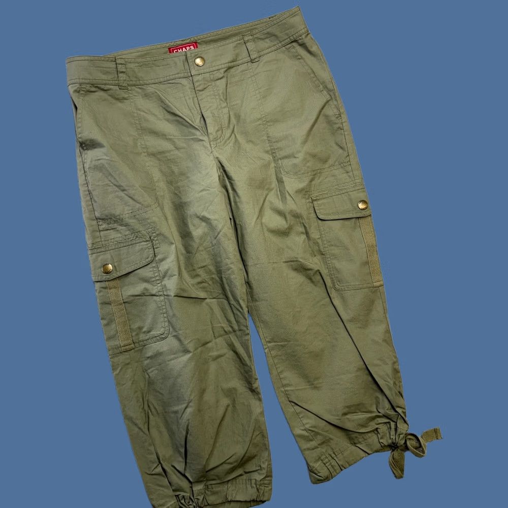 Chaps Chaps Cargo Pants Womens 10 Olive Green Capri Ripstop Utility Grunge Ankle Ties Size 32" / US 10 / IT 46 - 1 Thumbnail