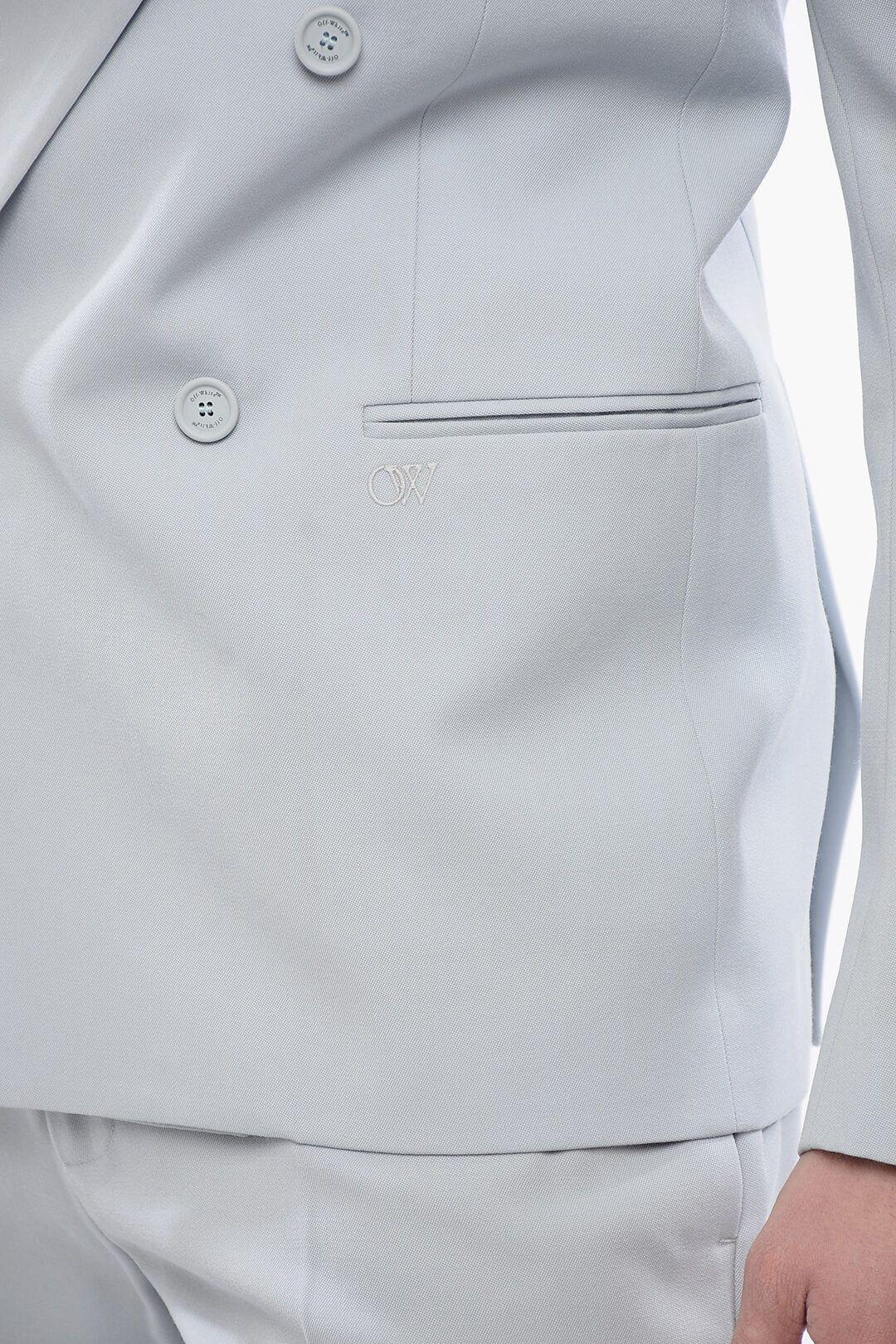 Off-White og1mm1025 Double-breasted Tattoo Blazer in Light Blue Size US M / EU 48-50 / 2 - 4 Thumbnail