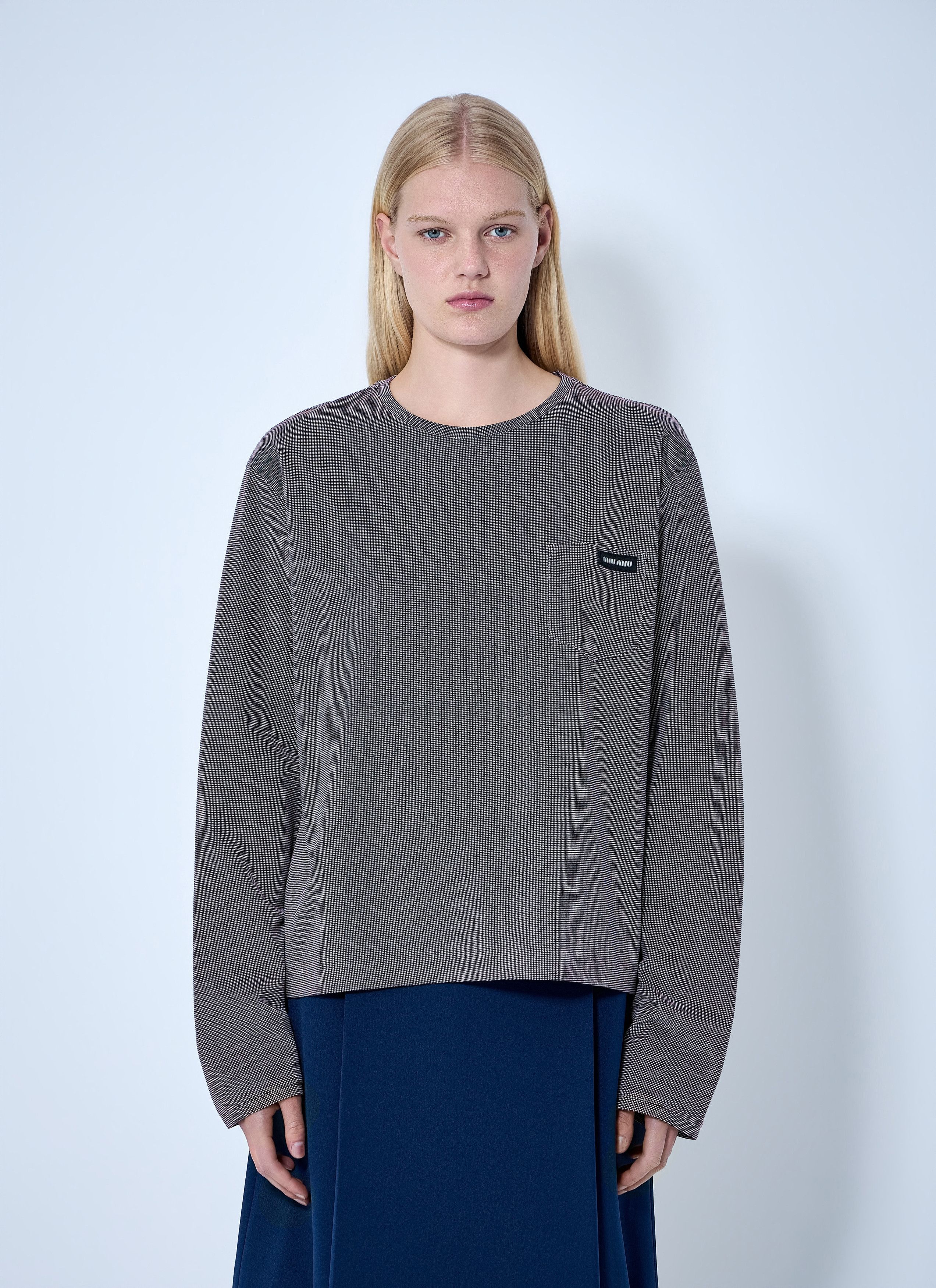 Miu Miu Jacquard Jersey T-Shirt Size S / US 4 / IT 40 - 1 Thumbnail