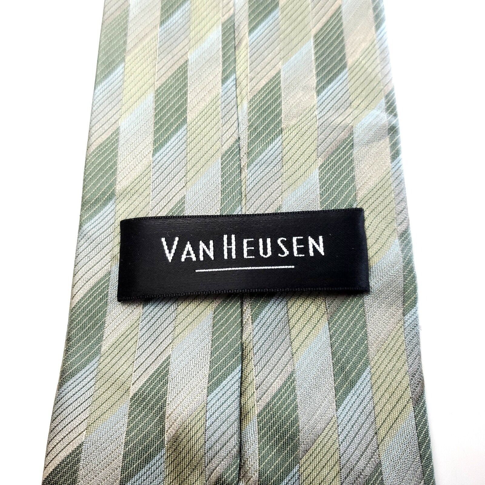 Van Heusen Van Heusen Green Silk Tie Woven Check Size ONE SIZE - 4 Thumbnail