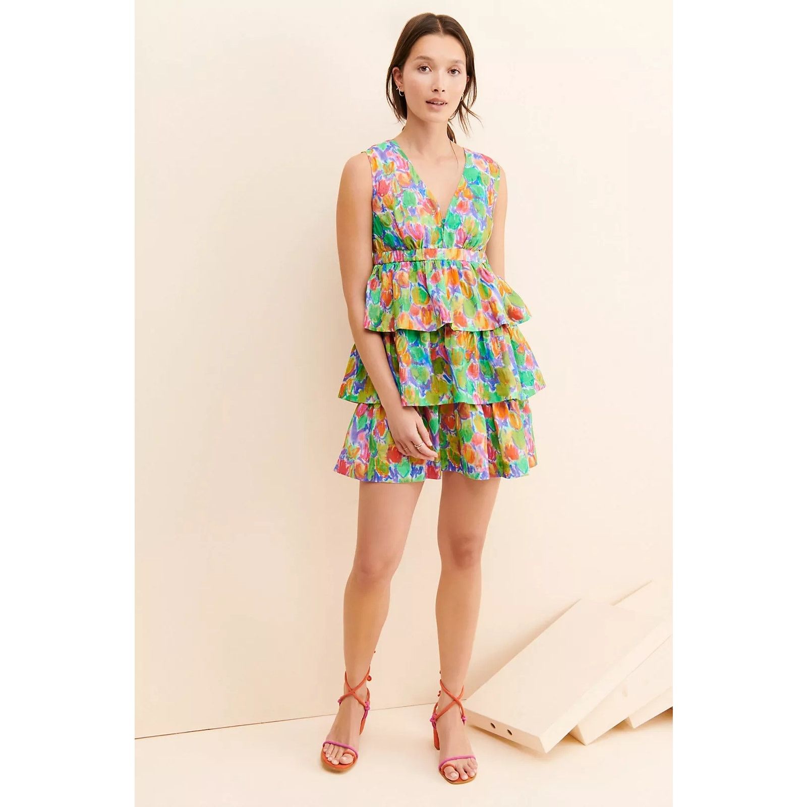 Anthropologie NWT Hope for Flowers Floral Tiered Mini Dress $253 XL Size XL / US 12-14 / IT 48-50 - 4 Thumbnail
