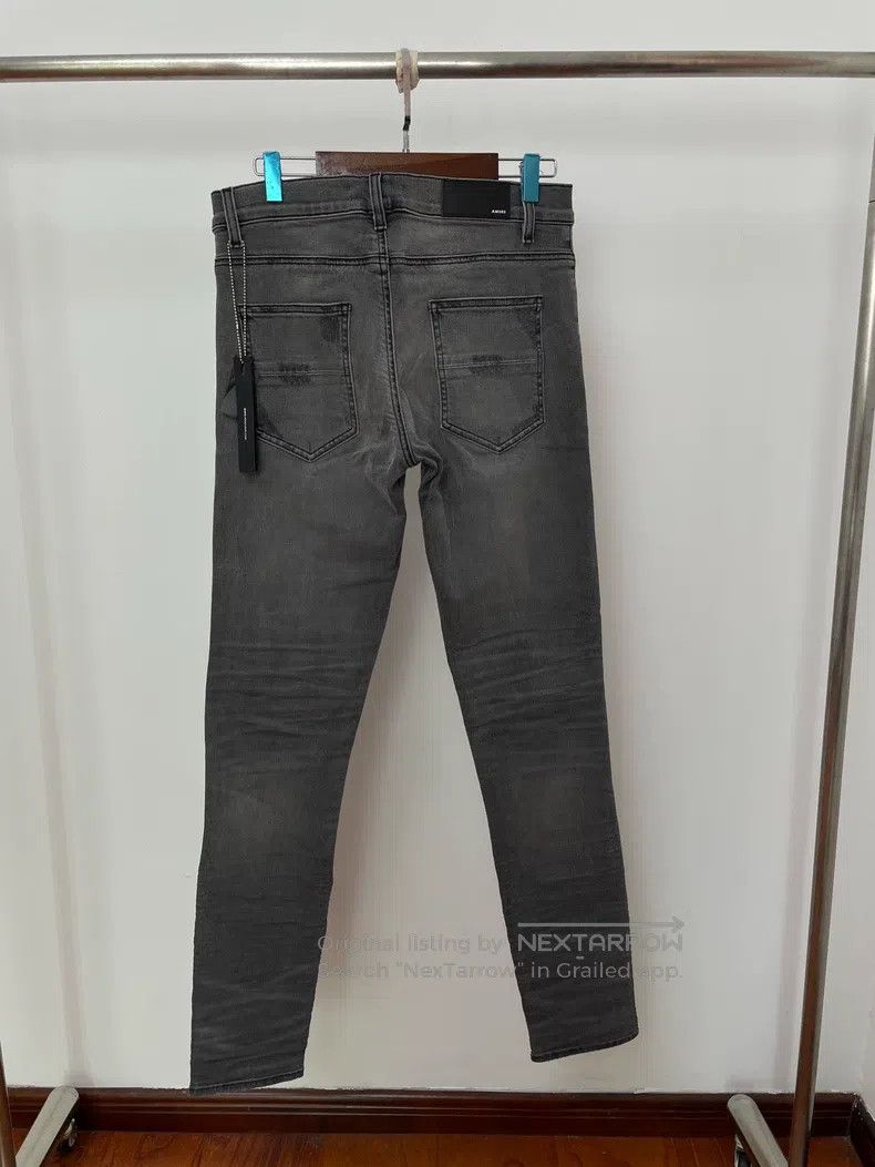 Amiri Amiri Grey Patch Leather Denim Pants Size US 31 - 2 Thumbnail