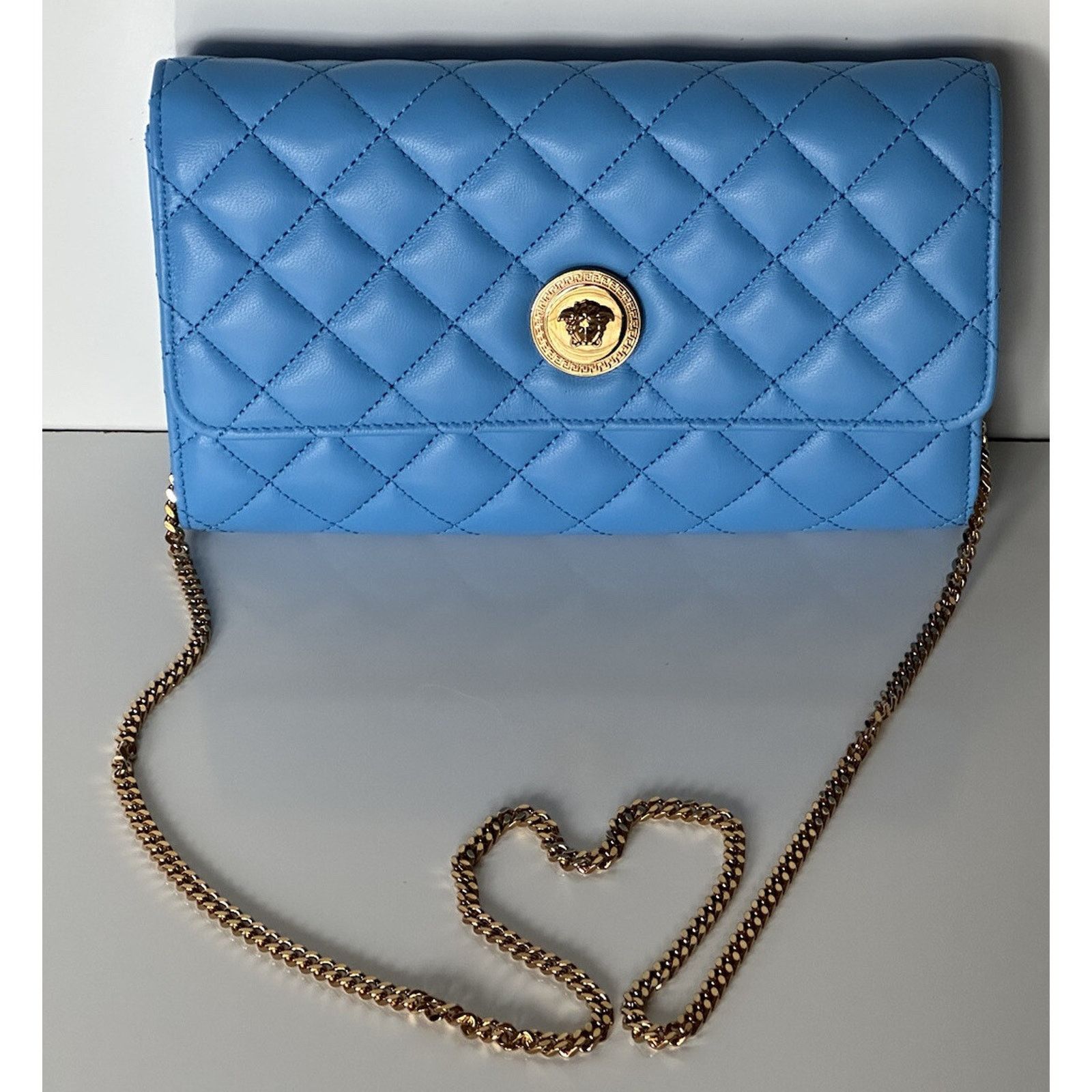 Versace Versace Evening Quilted Leather Blue Shoulder Bag DBSI159S Size ONE SIZE - 1 Thumbnail