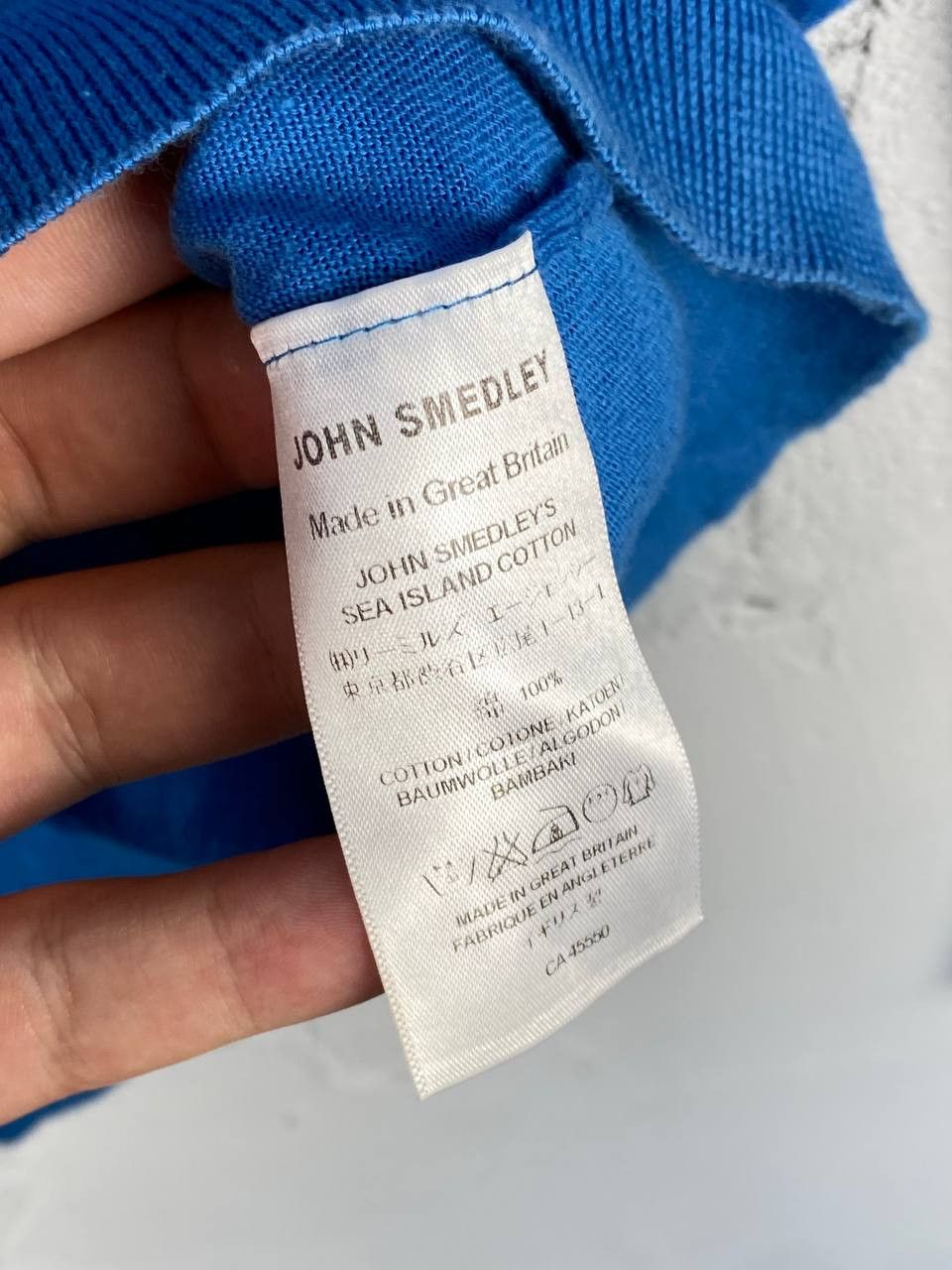 John Smedley John Smedley Blue Cotton Crewneck Pullover Sweater M 48 Size US S / EU 44-46 / 1 - 6 Thumbnail