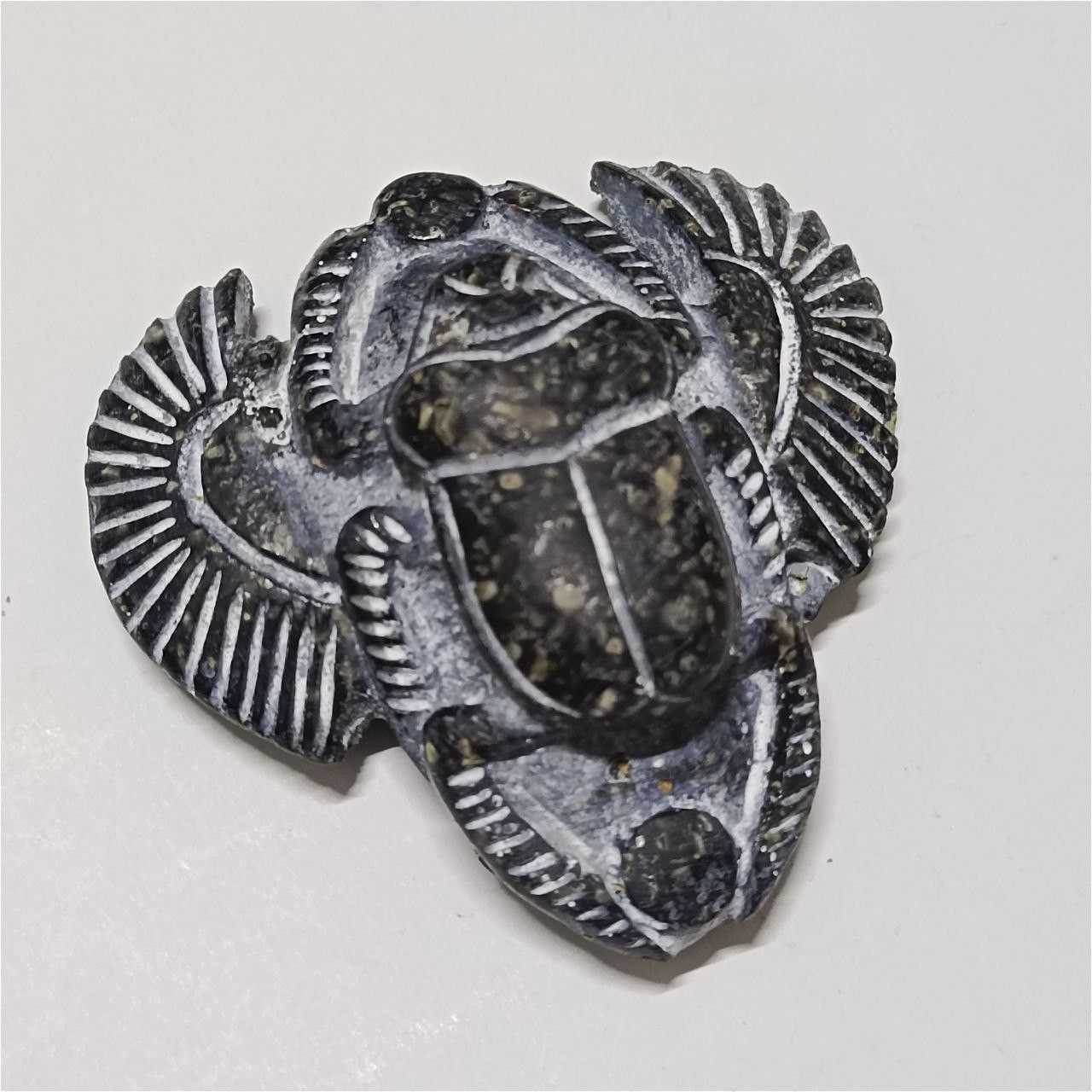 Vintage Carved Egyptian scarab piece in ancient archaeological style Size ONE SIZE - 8 Thumbnail