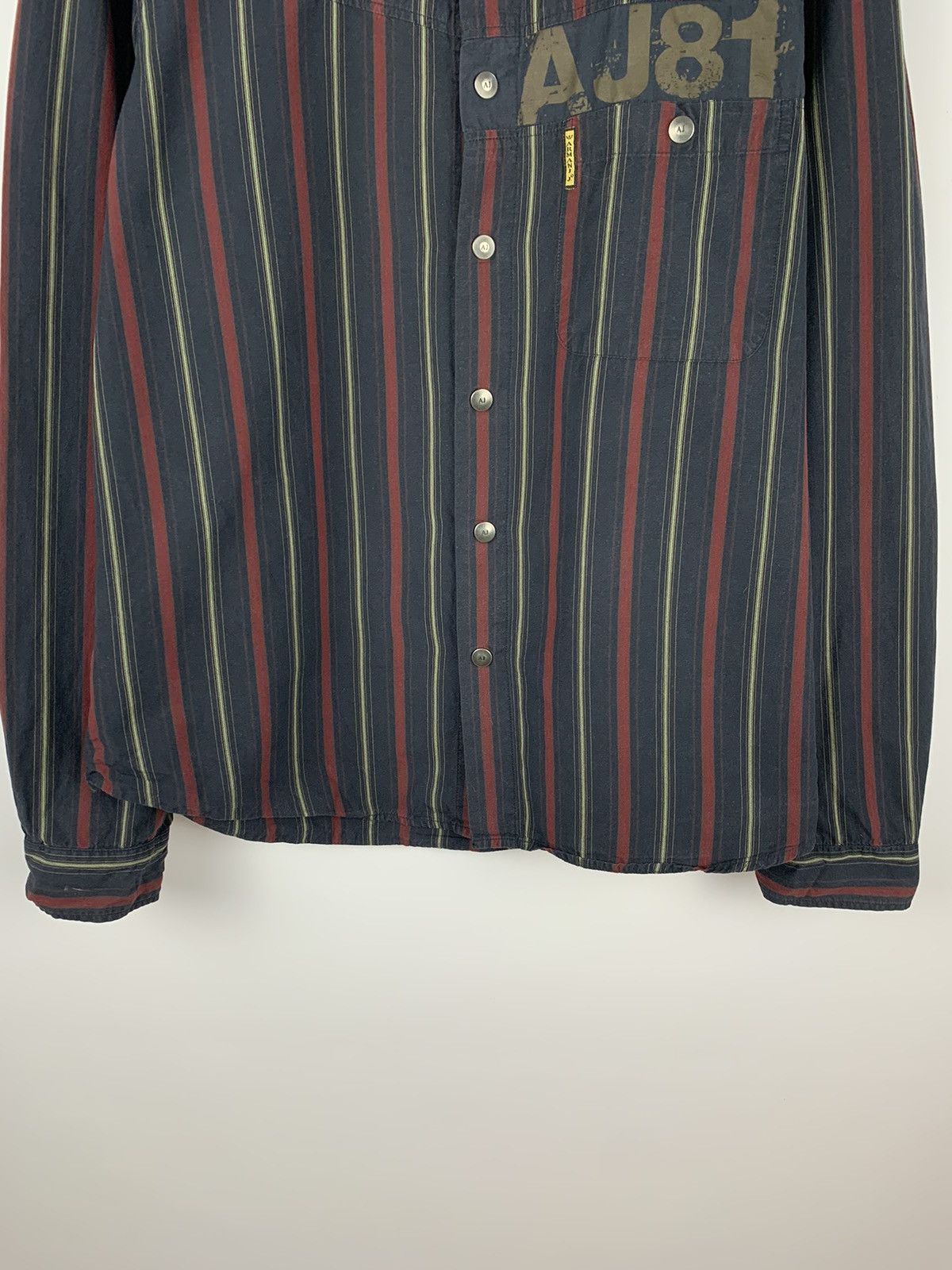Armani Vintage Armani Jeans Striped Shirt Mens Avant-Garde Top Y2K Size US L / EU 52-54 / 3 - 3 Thumbnail