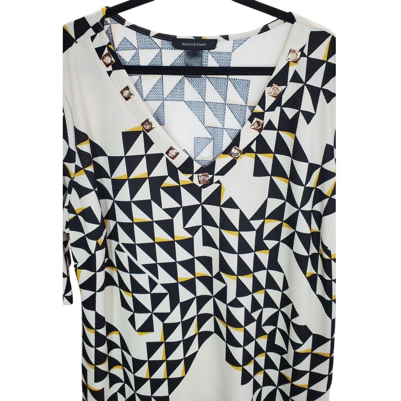 Other Ashley Stewart Cream Geometric Grommet Dress Size 26/28 Size 4XL / US 24-26 - 3 Thumbnail