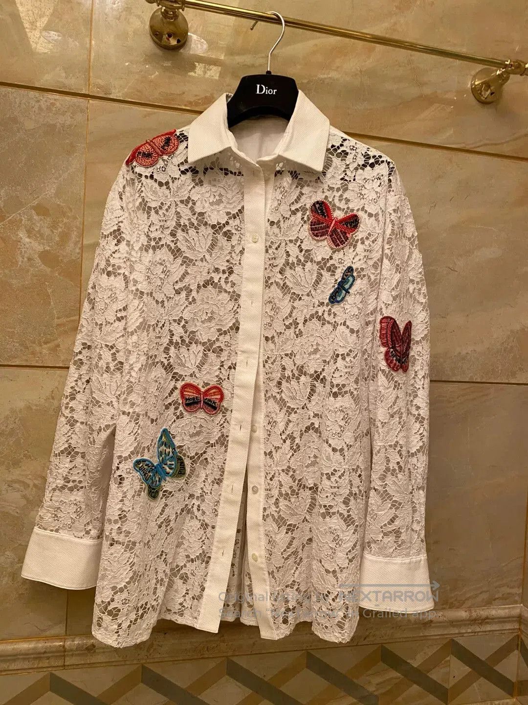 Valentino Lace Butterfly Embroidered Shirt.