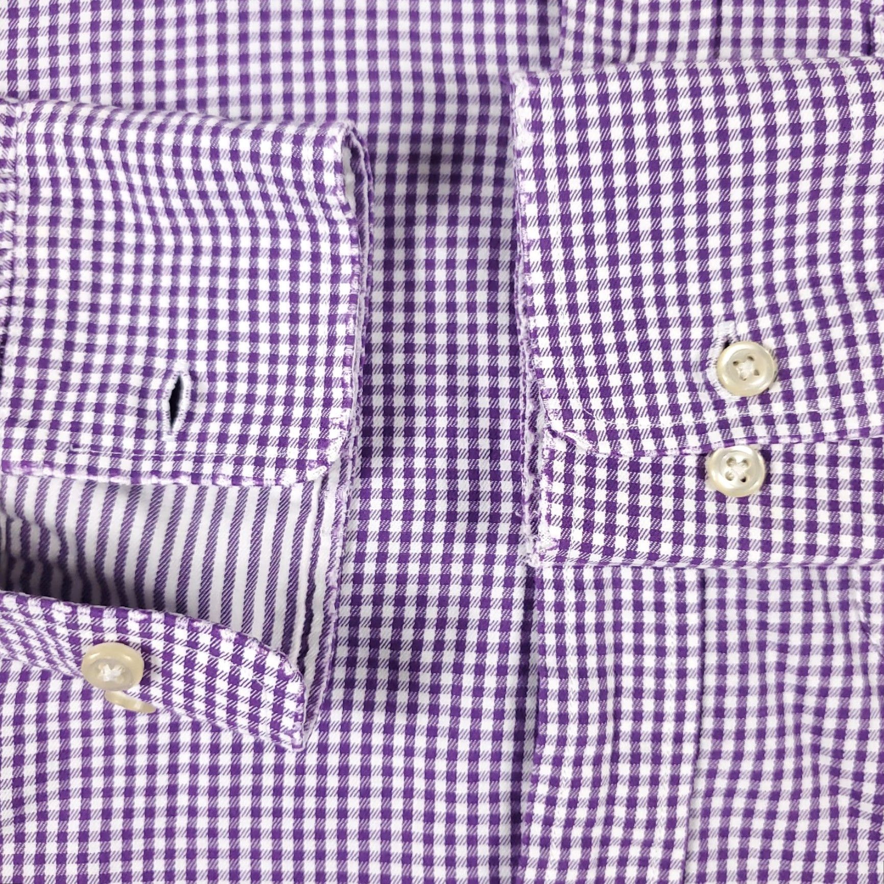 Tommy Hilfiger Tommy Hilfiger Dress Shirt Mens 15.5 Purple Check Long Sleeve Button Up Classic Size 40R - 3 Thumbnail