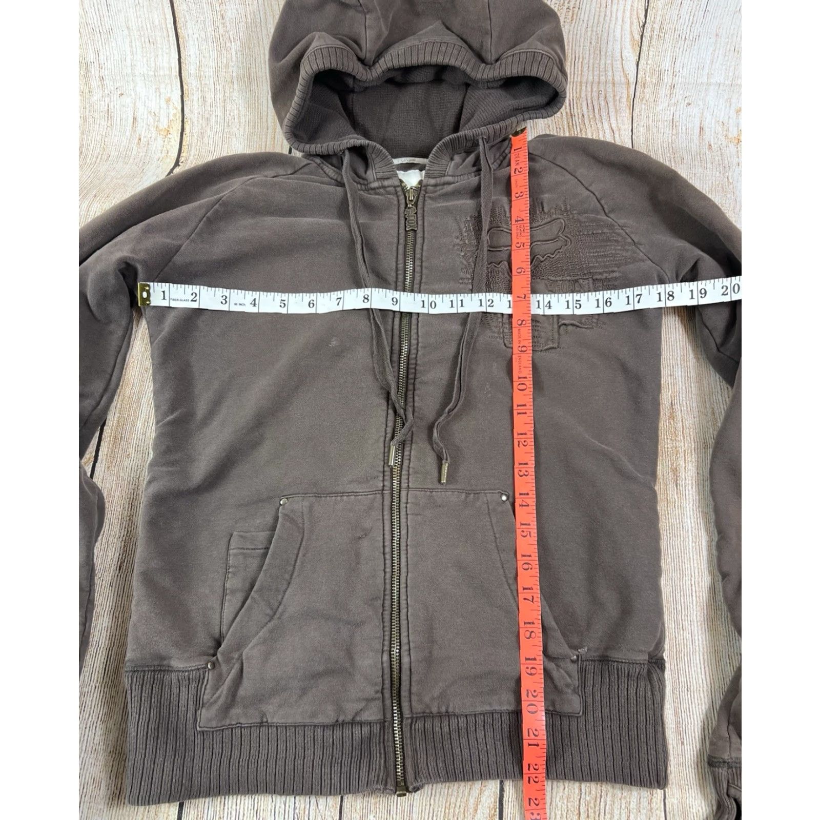 Fox Racing VINTAGE Fox Hoodie Women Large Brown Zip Up Logo Grunge Racing 90s X2K Size L / US 10 / IT 46 - 4 Thumbnail