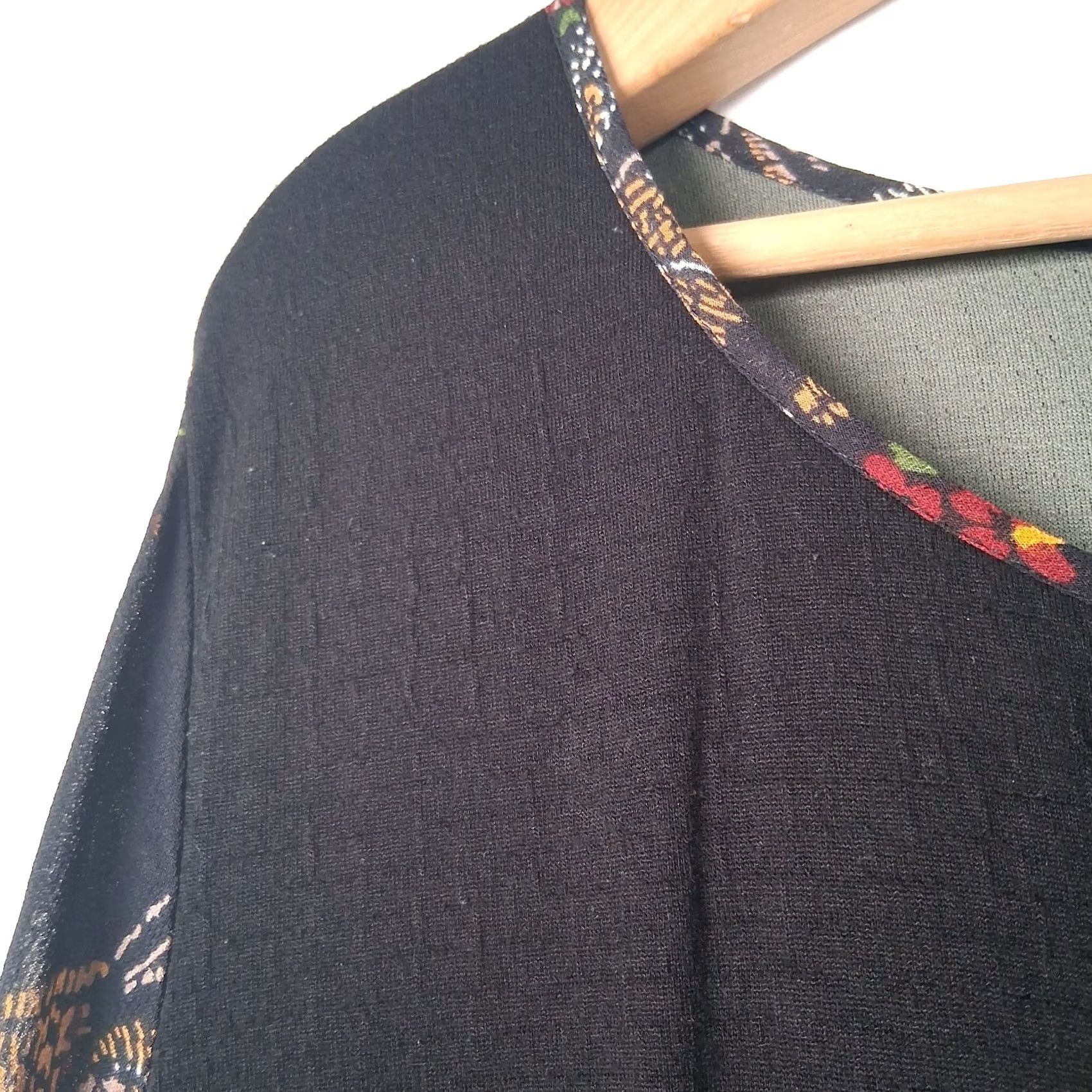 Vintage VINTAGE The Pyramid Collection Dress XL Black Knit Sheer Floral Long Slv Whimsigoth Witchy Size XL / US 12-14 / IT 48-50 - 5 Thumbnail