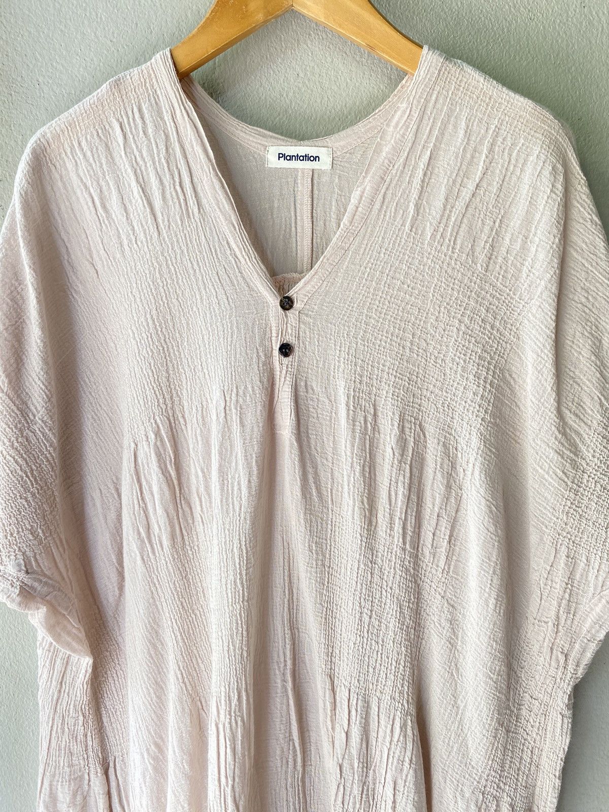 Issey Miyake Plantation Crinkled Baby Pink Tunic Size ONE SIZE - 13 Thumbnail