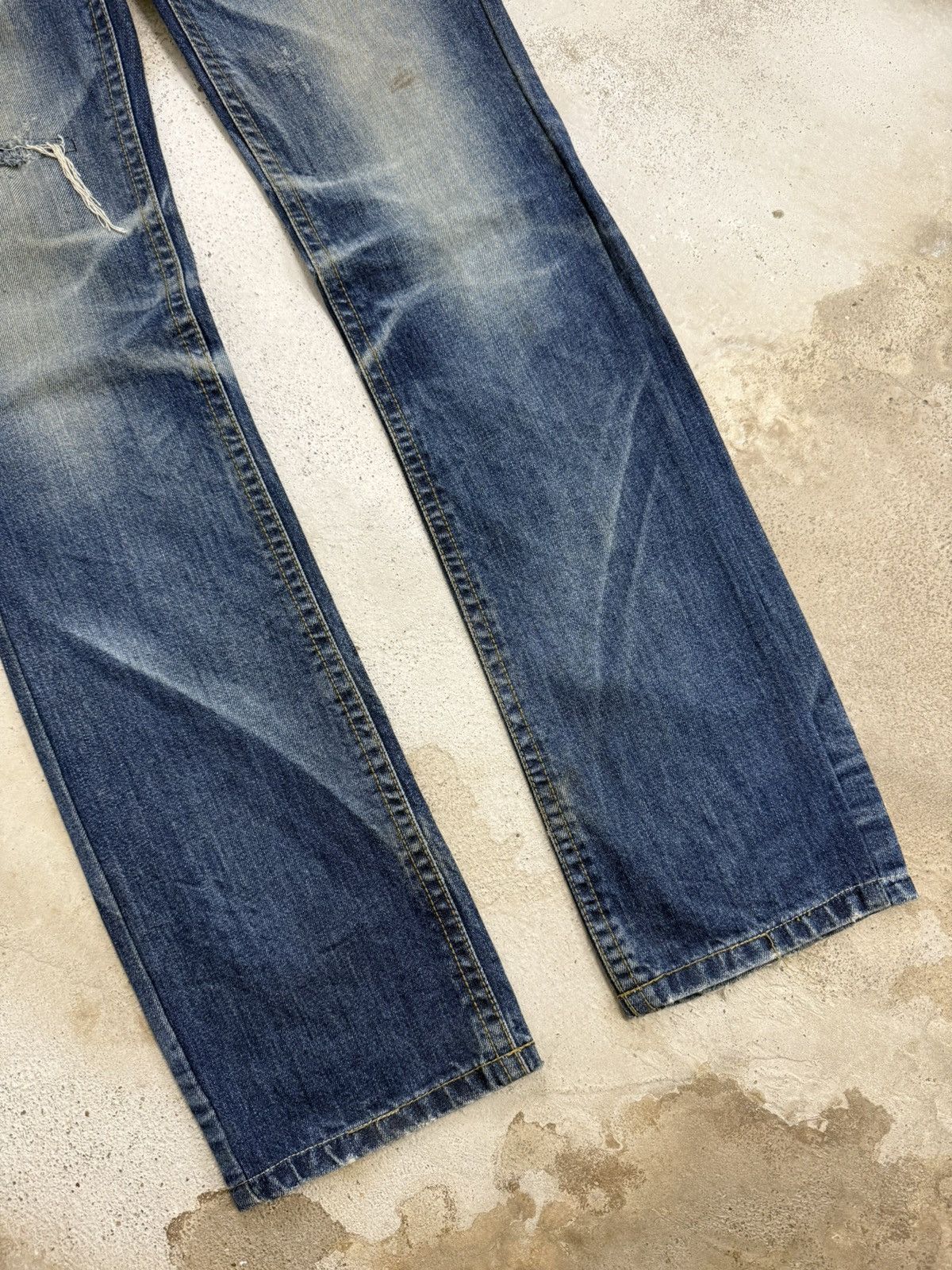 Japanese Brand Lolita Distressed Embroidery Mudwash Whisker Union Jack Pant Size US 29 - 4 Thumbnail