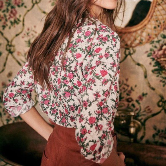 Sezane Sezane Pierro Cotton Shirt Blouse Liberty Rose Print EU 38 Size S / US 4 / IT 40 - 3 Thumbnail