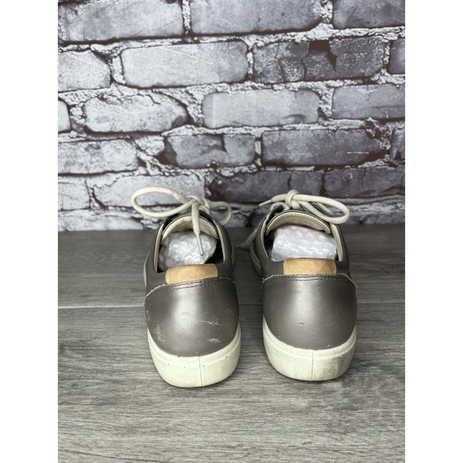 Ecco ECCO Soft 7 Stone Metallic Silver Leather Casual Sneakers Wo Size US 9 / IT 39 - 5 Thumbnail