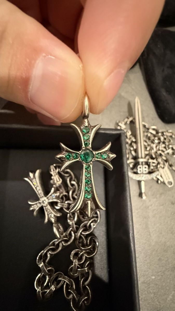 Chrome Hearts Chrome Hearts Emerald Tiny Cross Pendant Size ONE SIZE - 3 Thumbnail