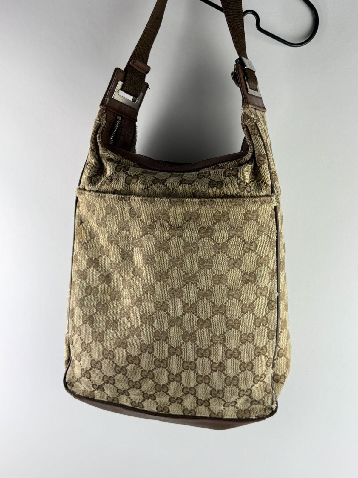 Gucci Vintage Gucci GG Shoulder Canvas Leather Bag Beige 019-0533 Size ONE SIZE - 6 Thumbnail