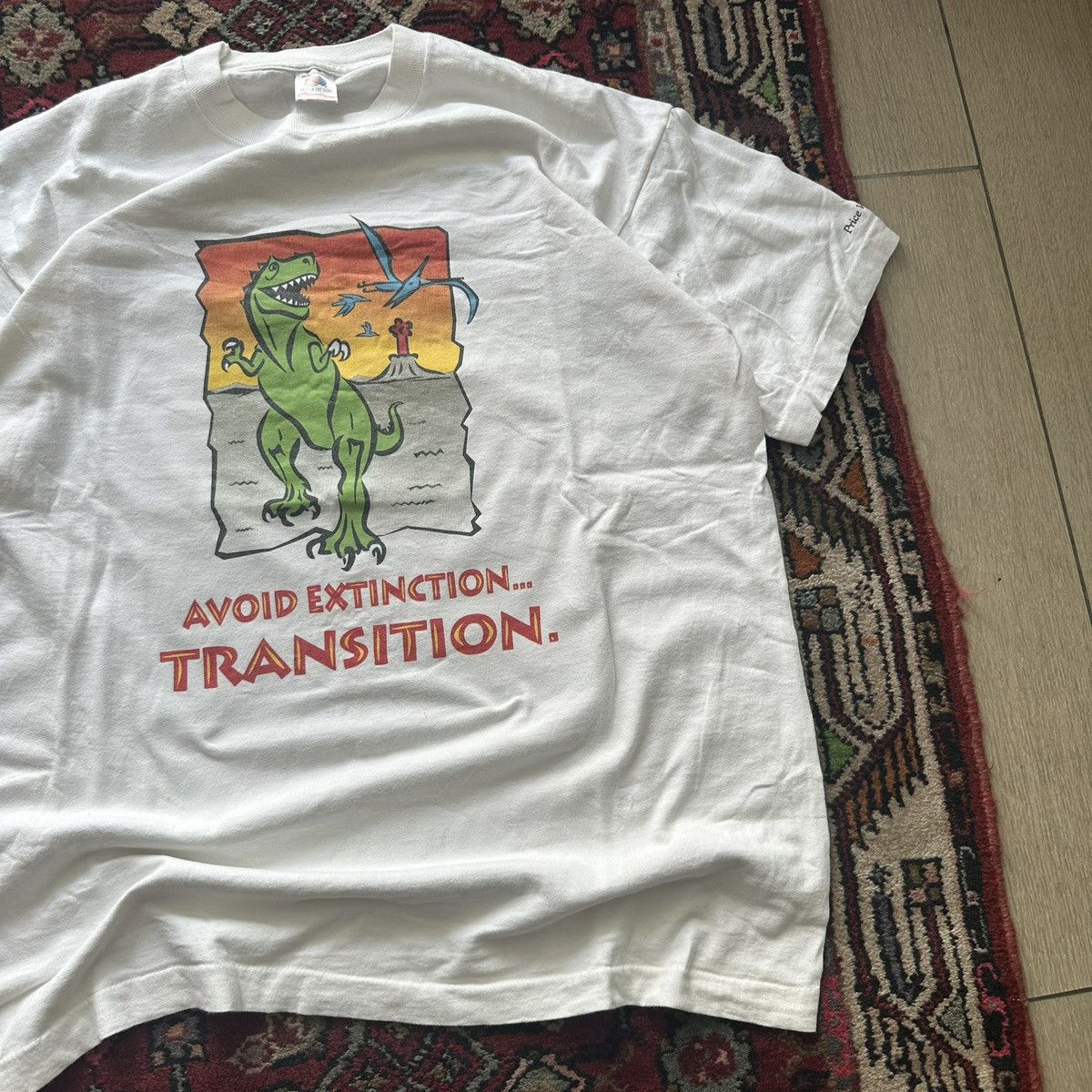 Vintage 90s “Avoid Extinction” Dinosaur Tee XL Vintage Made in USA Size US XL / EU 56 / 4 - 3 Thumbnail
