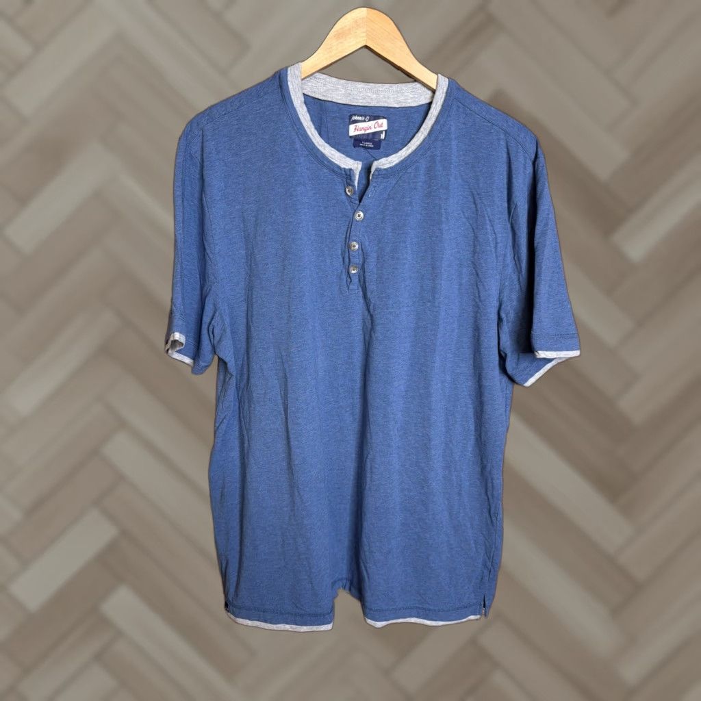 johnnie-O Johnnie O Mens XL Blue Hangin Out Short Sleeve Henley Shirt T-Shirt Size US XL / EU 56 / 4 - 1 Thumbnail