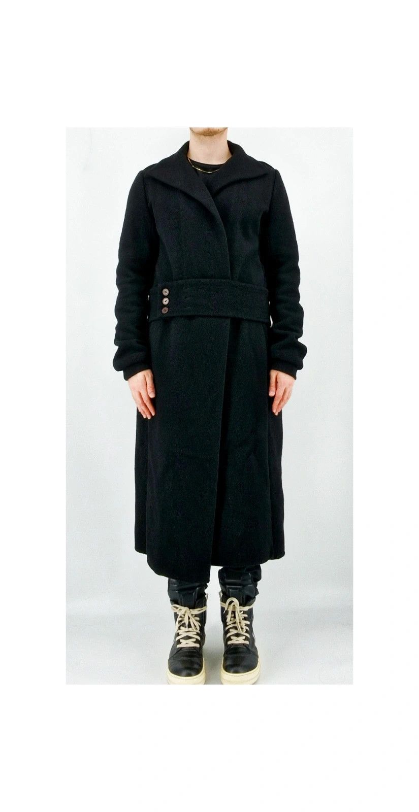 image of Rick Owens Limo Cashmere Coat in Black, Men's (Size Large)