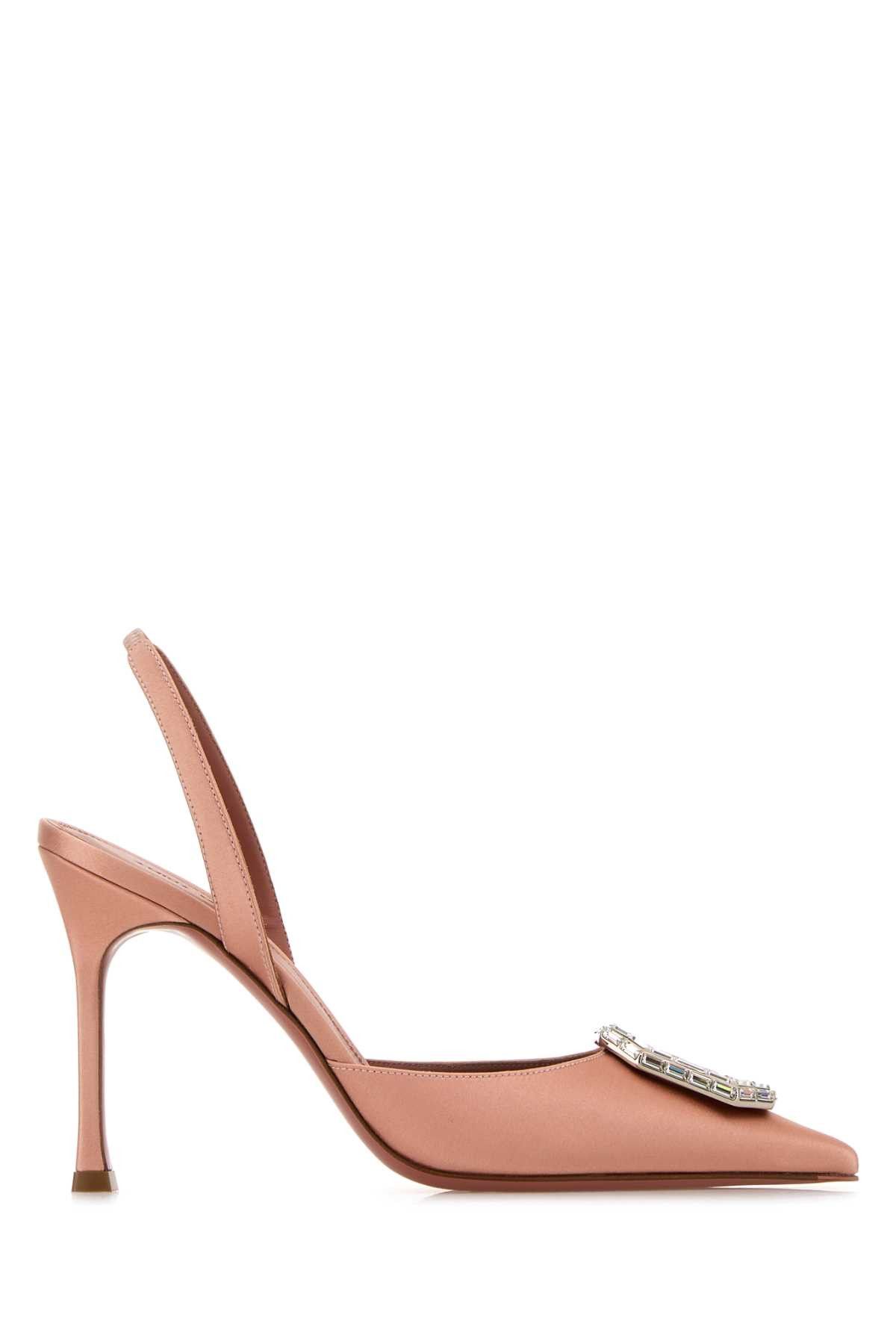Amina Muaddi Pink Satin Camelia Pumps Size US 7.5 / IT 37.5 - 1 Thumbnail