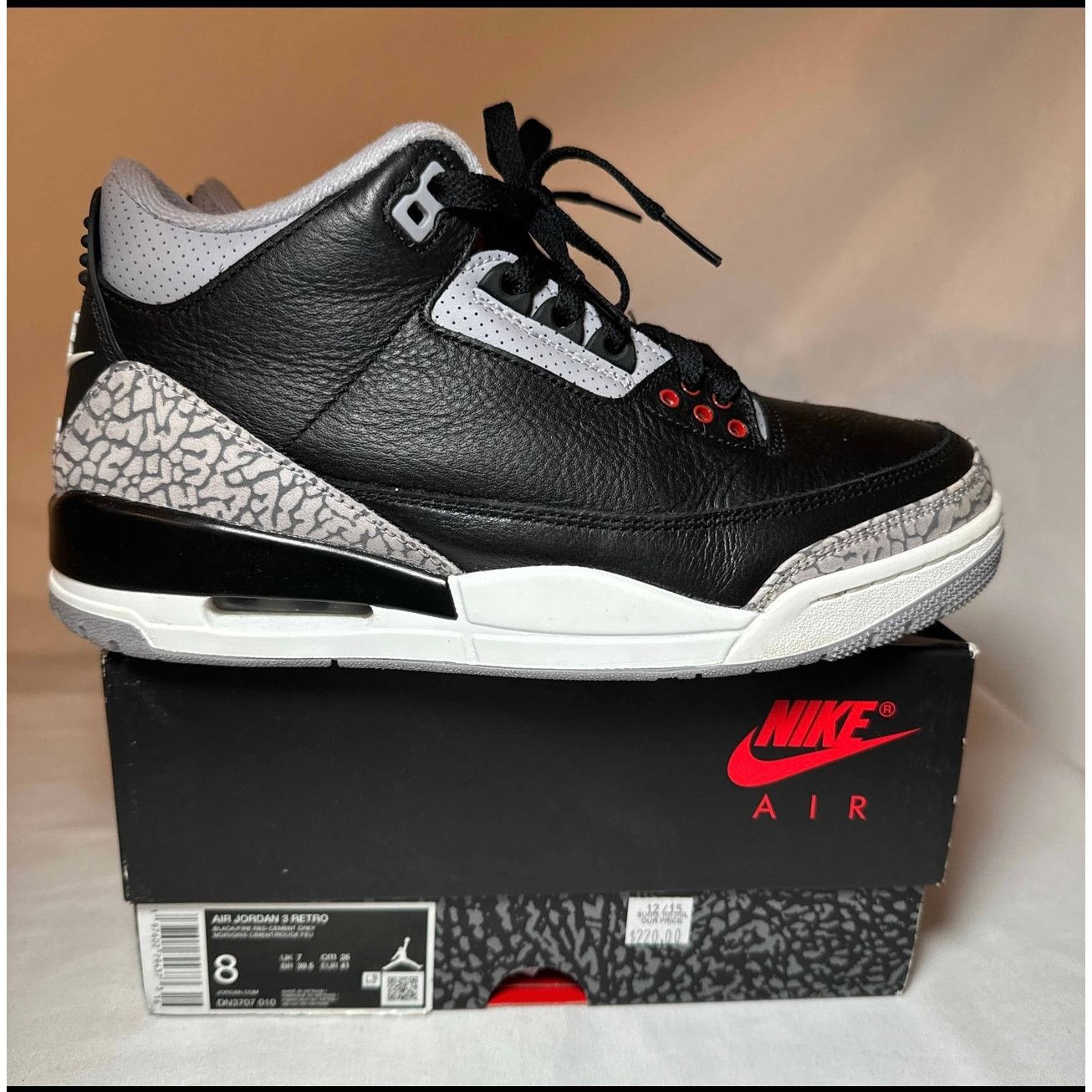 Jordan Brand × Nike Size 8 - Air Jordan 3 Retro OG Black Cement 2024 Men's Shoes Size US 8 / EU 41 - 1 Thumbnail