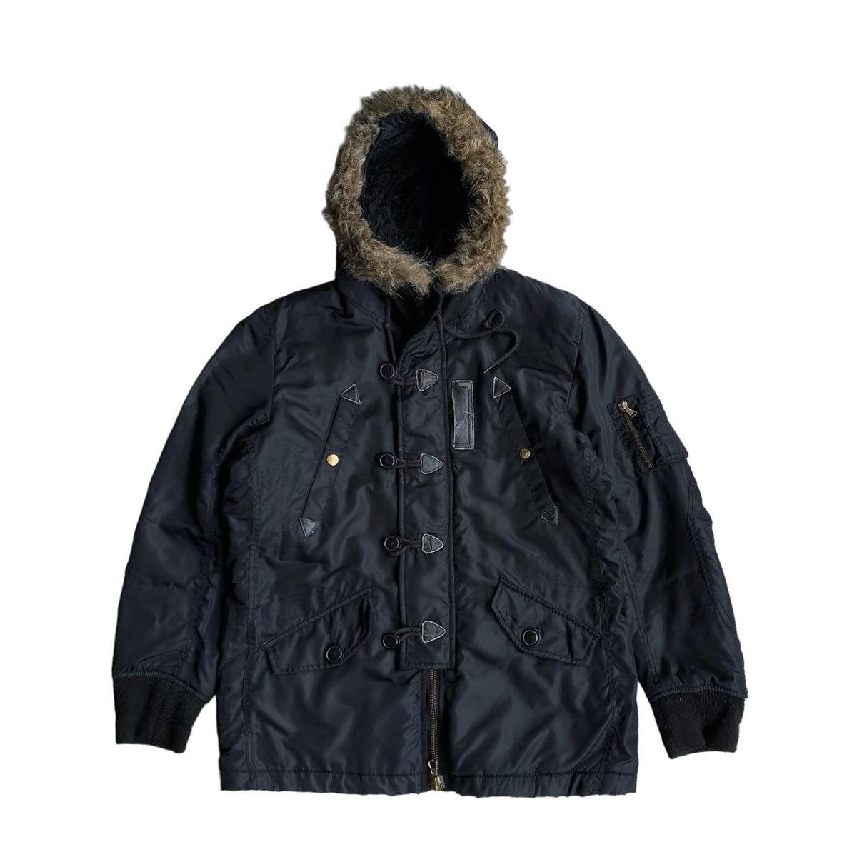 image of Avant Garde x Vanquish Multi Pocket Parka Heavyweight Hooded Jacket Black, Men's (Size Large)