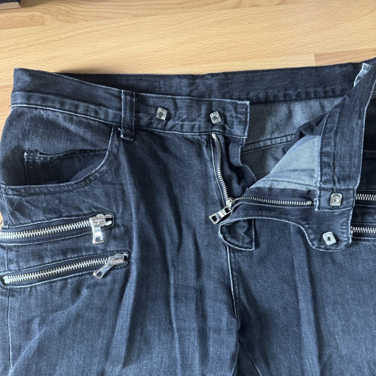 Japanese Brand Washed Biker Jeans Size US 30 / EU 46 - 3 Thumbnail