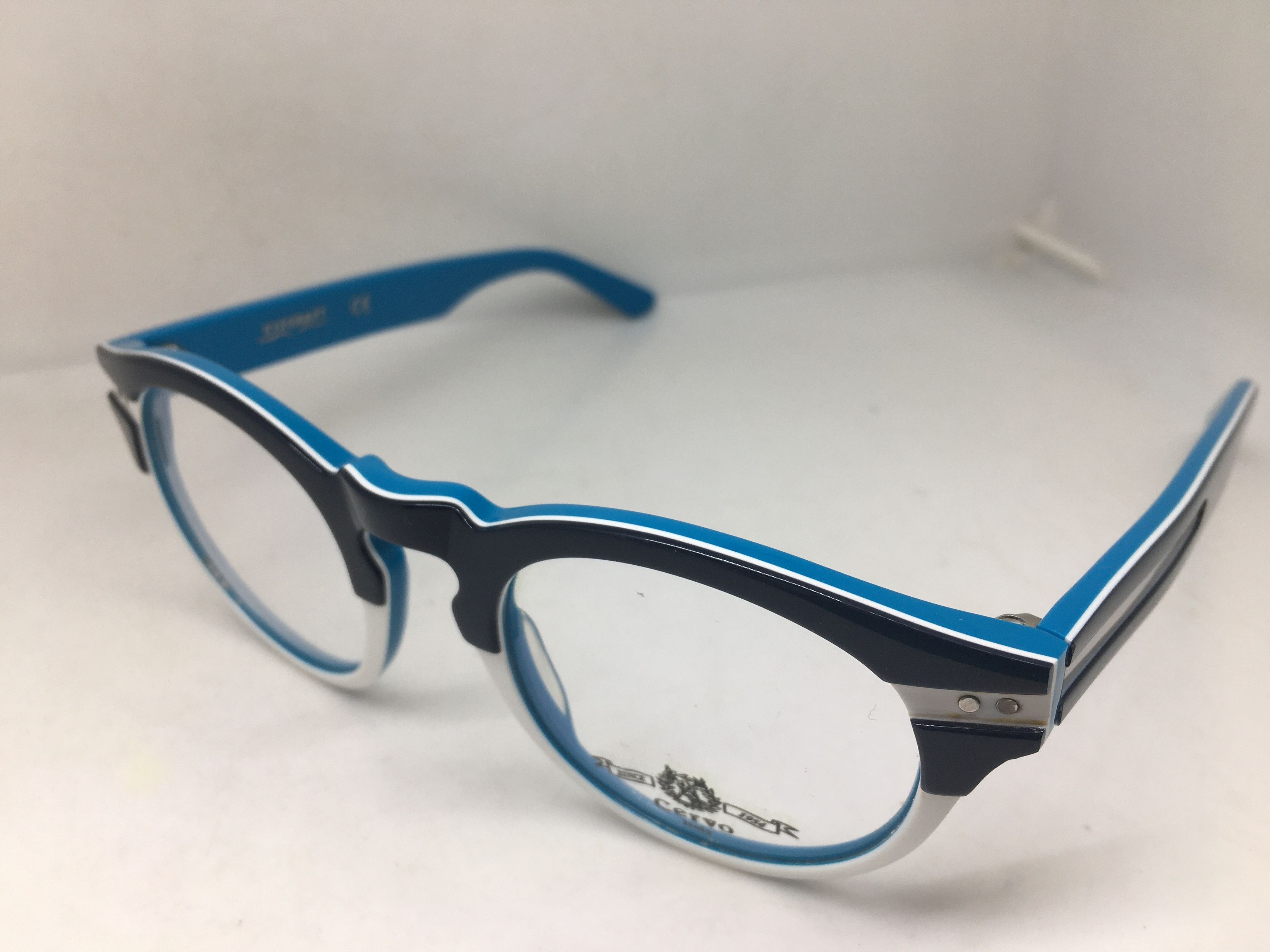 Other EYECRAFT Black White Blue Keyhole Eyeglasses Frame Size ONE SIZE - 3 Thumbnail